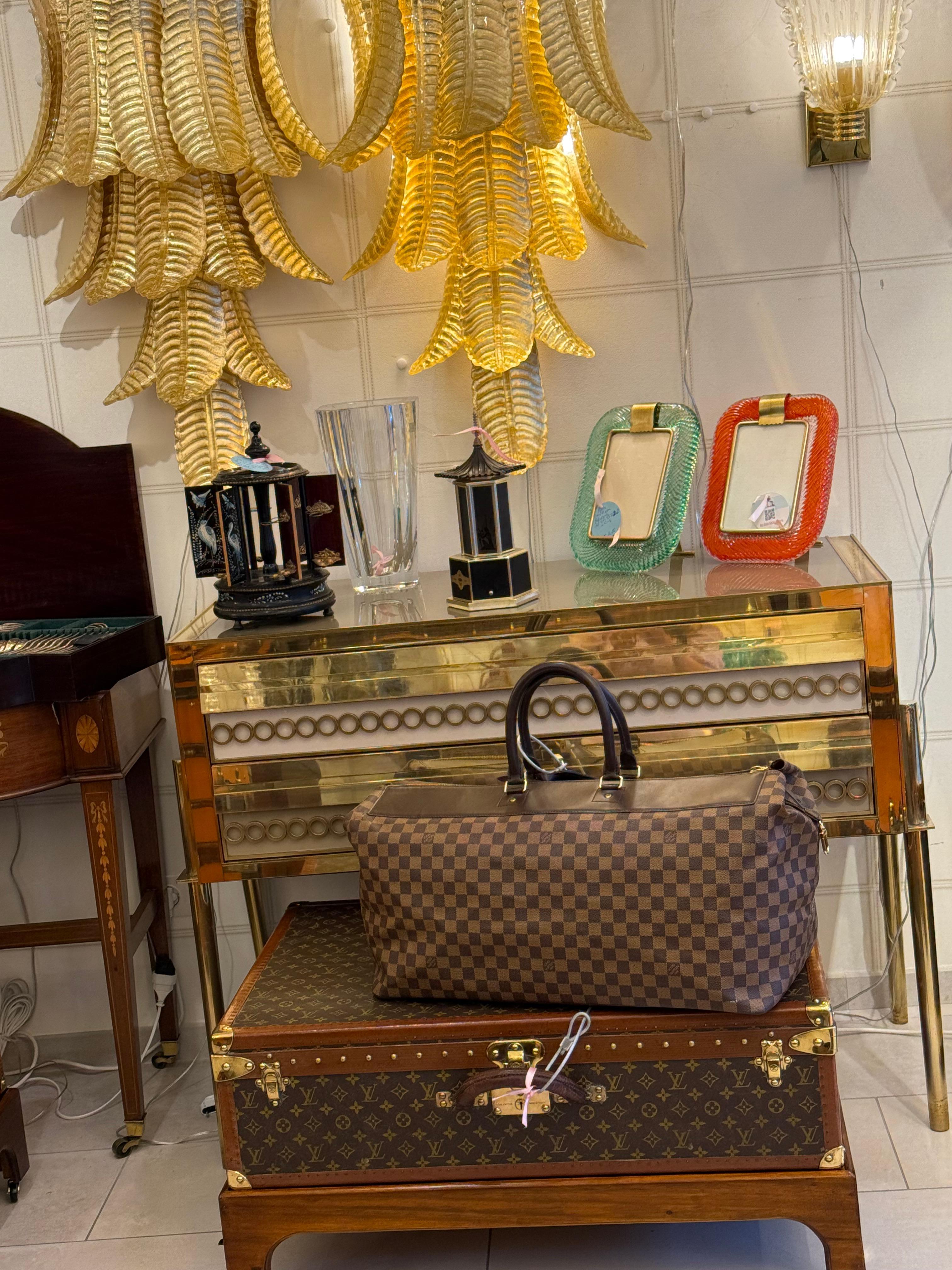 Borsa da viaggio grande in tela Louis Vuitton Ebene Damier in vendita 14