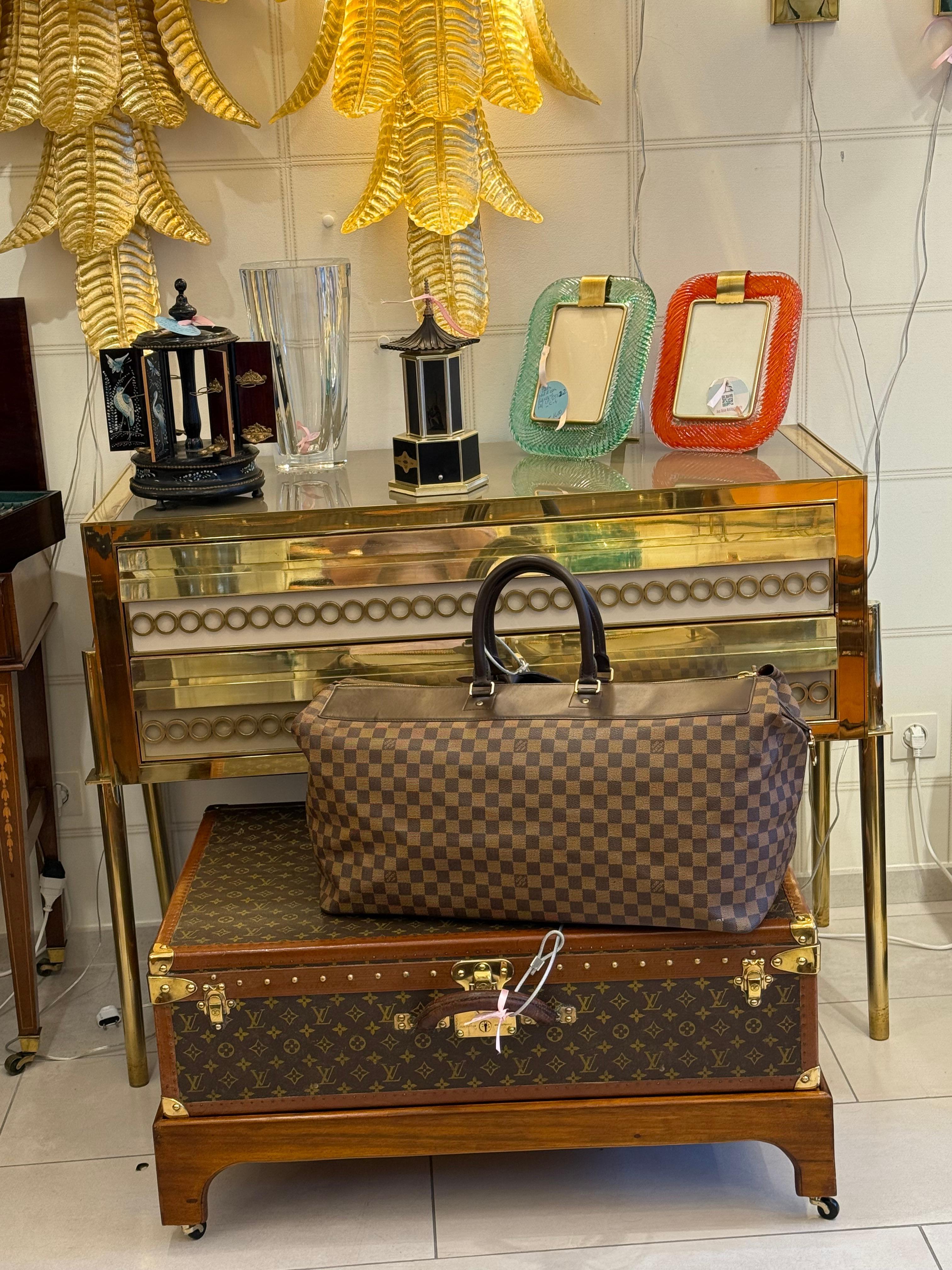 Borsa da viaggio grande in tela Louis Vuitton Ebene Damier in vendita 15