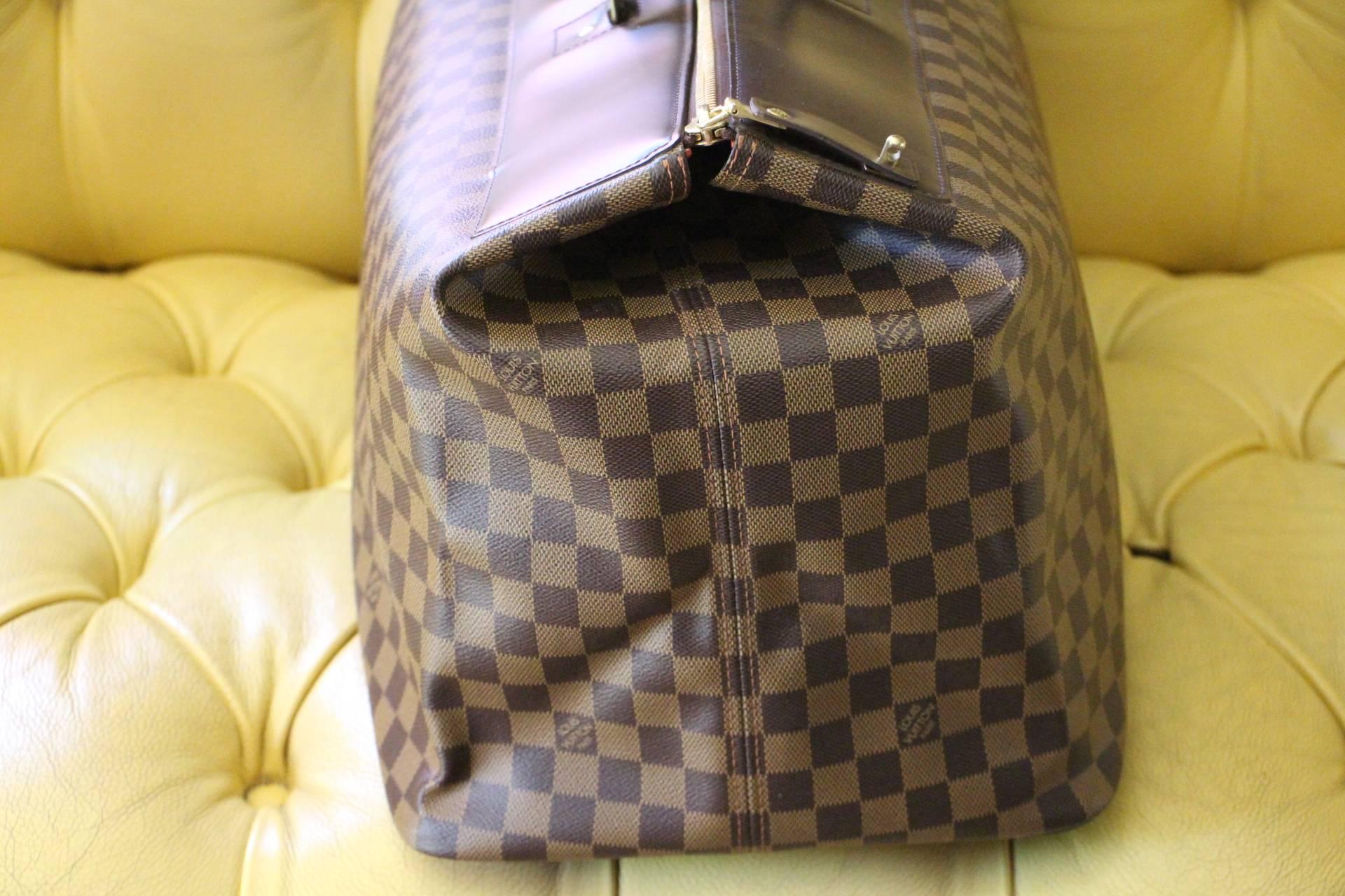 Leather Louis Vuitton Ebene Damier Canvas Large Travel Bag