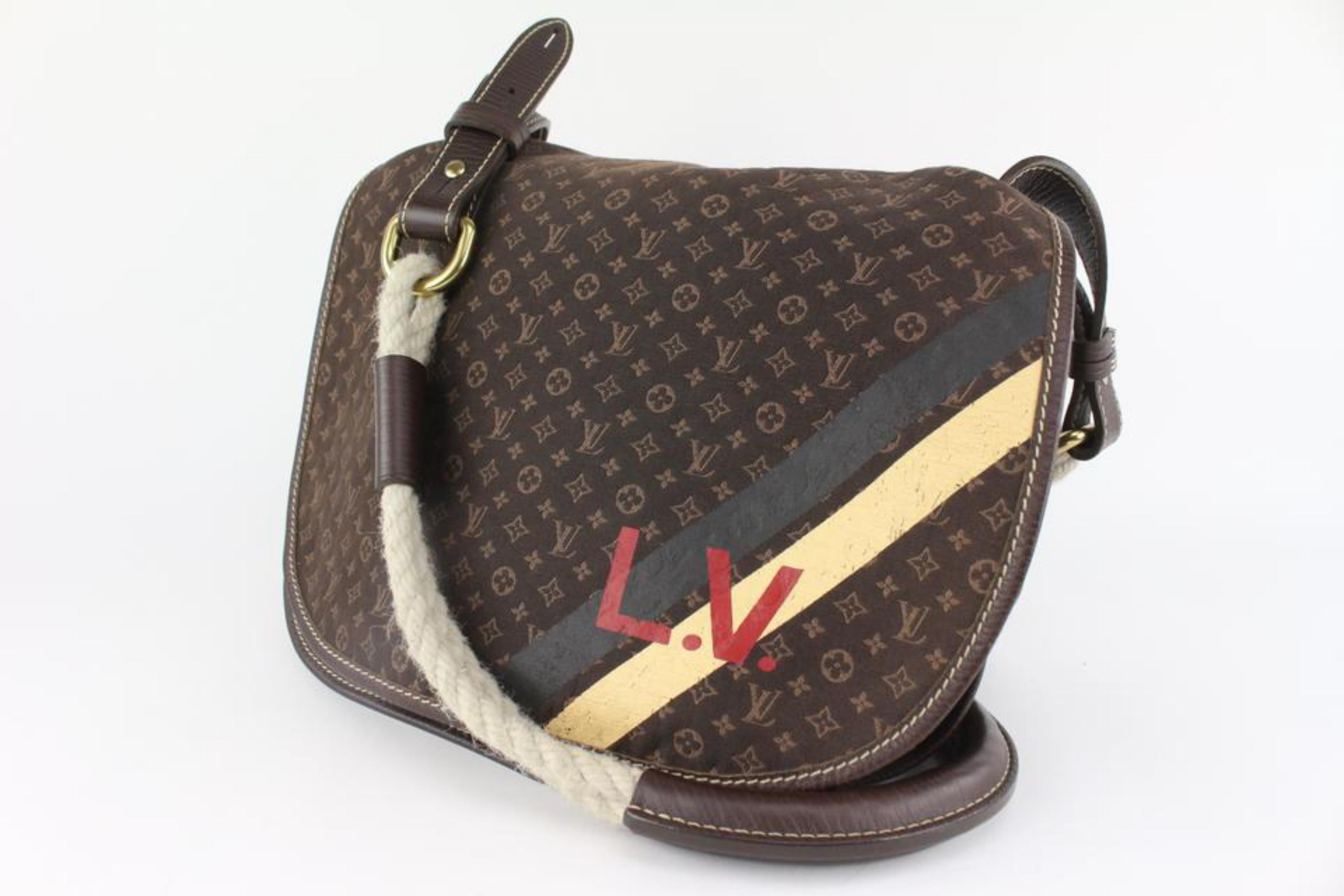 Louis Vuitton Ebene Mini Lin Initiales Monogram Amman Messenger Rope Flap 122lv1 For Sale 5