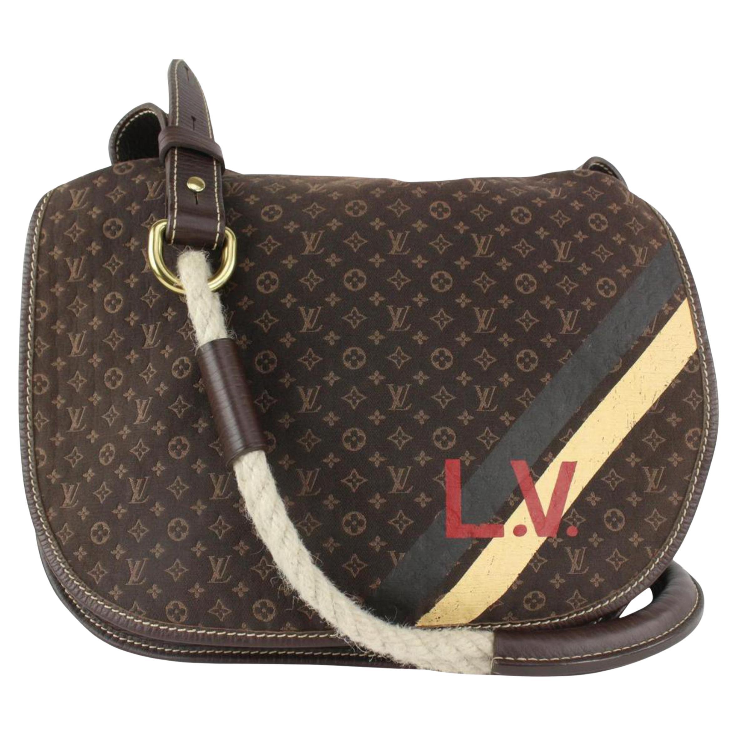 Louis Vuitton Ebene Mini Lin Initiales Monogram Amman Messenger Rope Flap 122lv1 For Sale