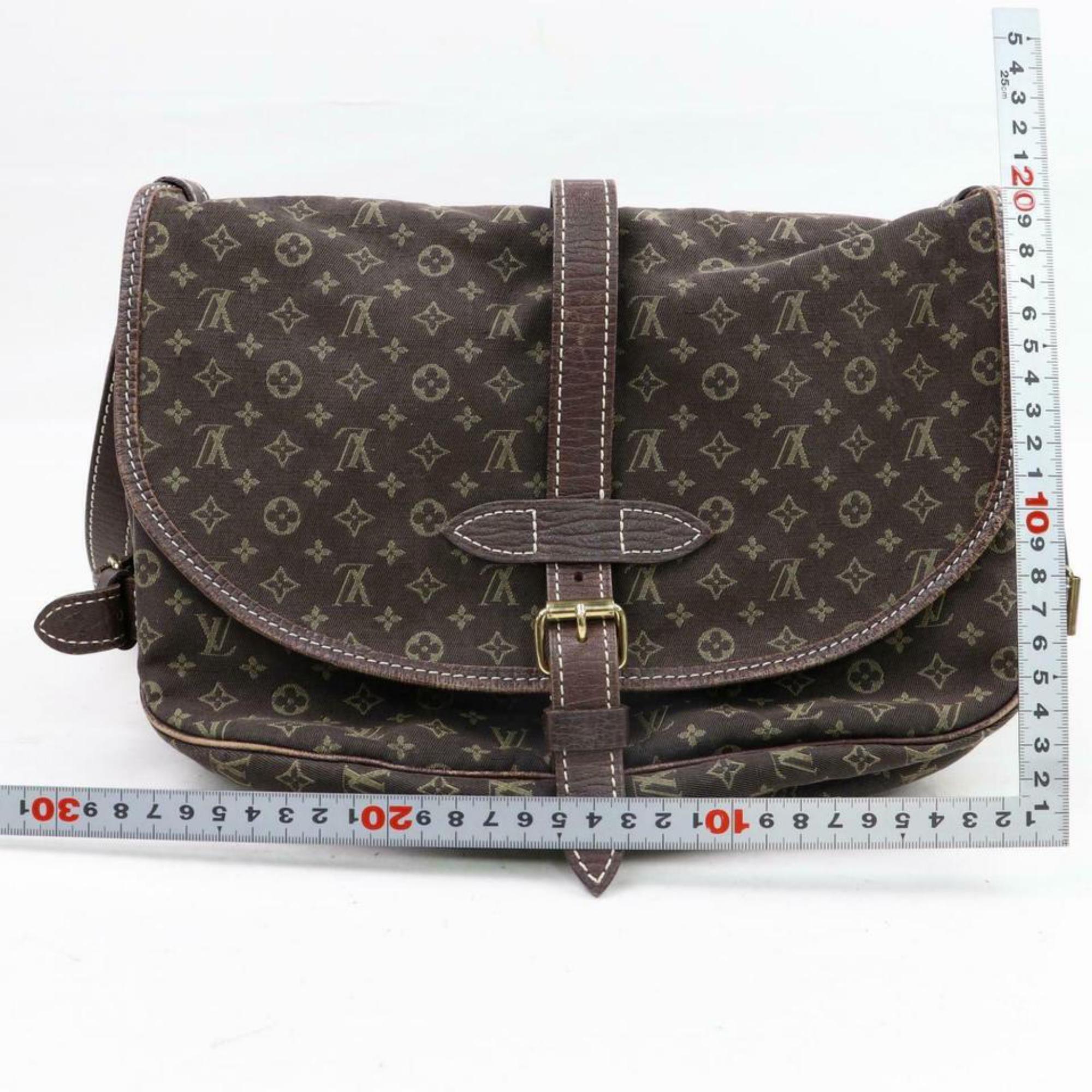 Louis Vuitton Ebene Mini Lin Samur Saddle 870251 Brown Canvas Shoulder Bag For Sale 1