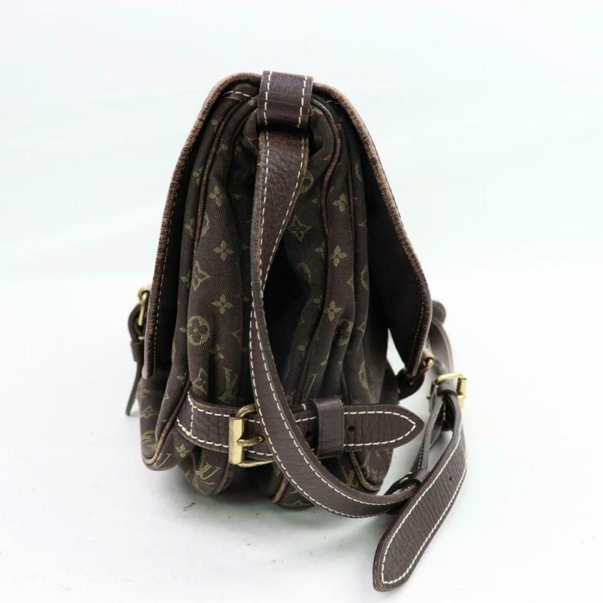 Louis Vuitton Ebene Mini Lin Samur Saddle 870251 Brown Canvas Shoulder Bag For Sale 2