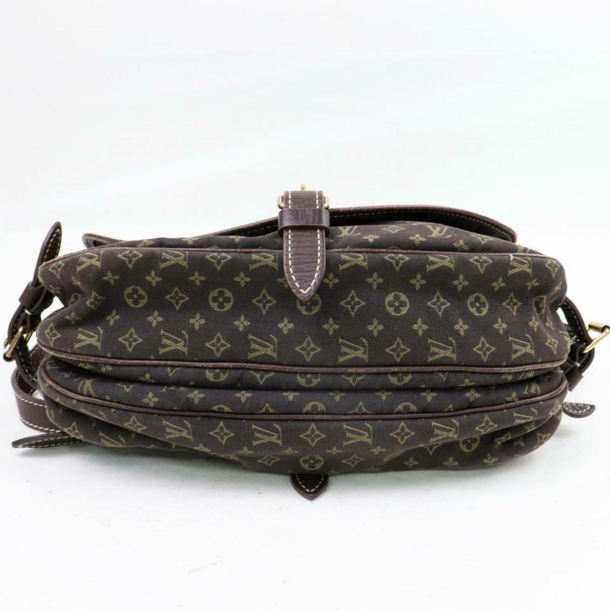 Louis Vuitton Ebene Mini Lin Samur Saddle 870251 Brown Canvas Shoulder Bag For Sale 3