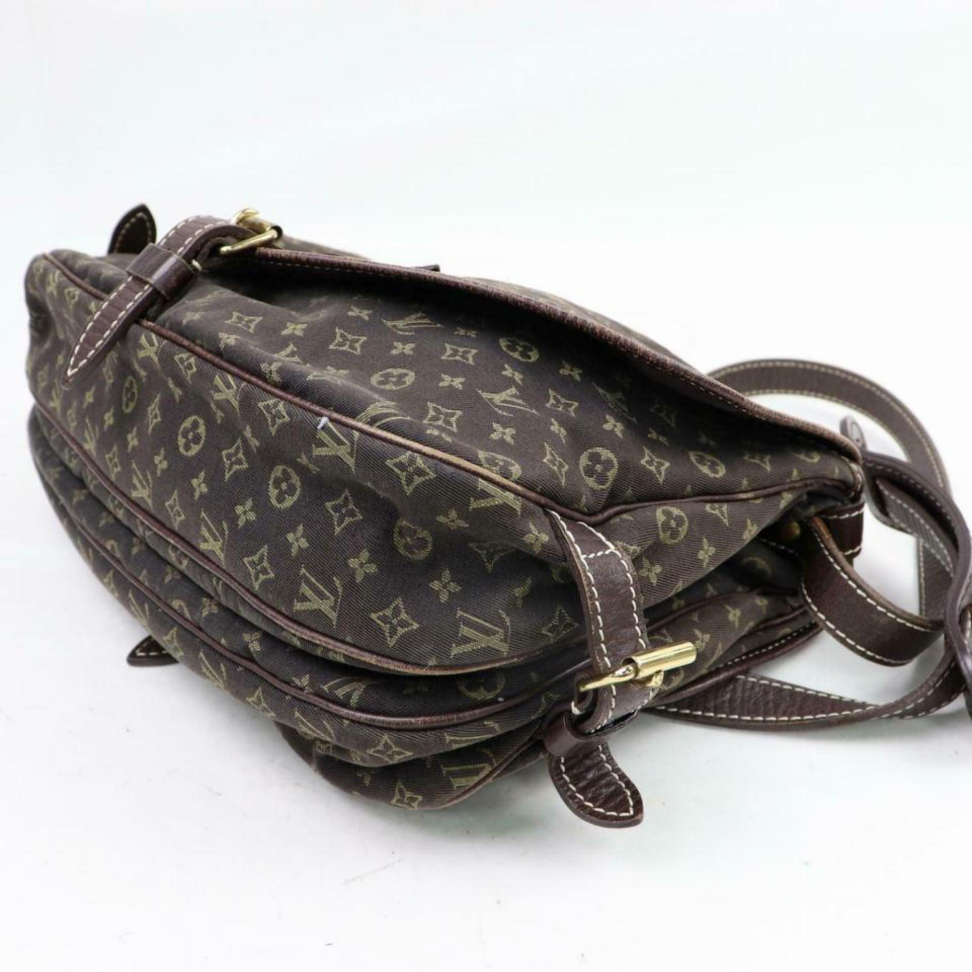Louis Vuitton Ebene Mini Lin Samur Saddle 870251 Brown Canvas Shoulder Bag For Sale 5