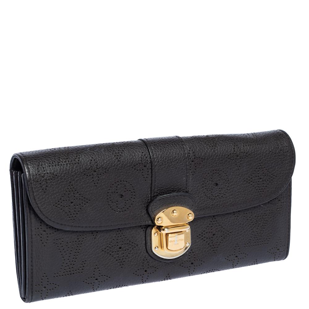 Black Louis Vuitton Ebene Monogram Mahina Leather Amelia Wallet