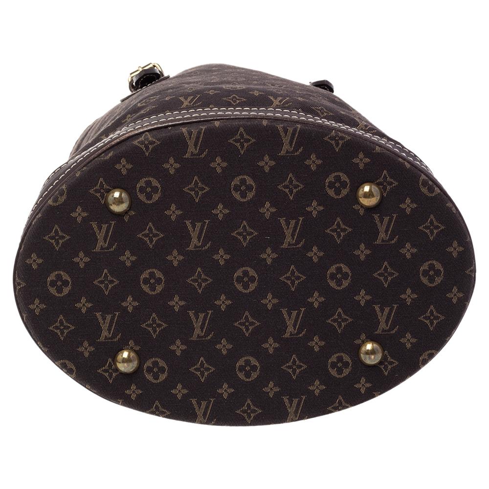 Women's Louis Vuitton Ebene Monogram Mini Lin Canvas Bucket Bag
