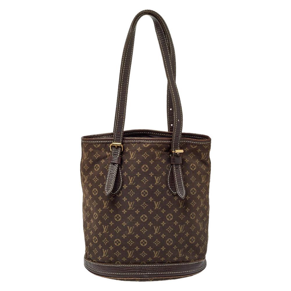 Louis Vuitton Ebene Monogram Mini Lin Canvas Bucket Bag