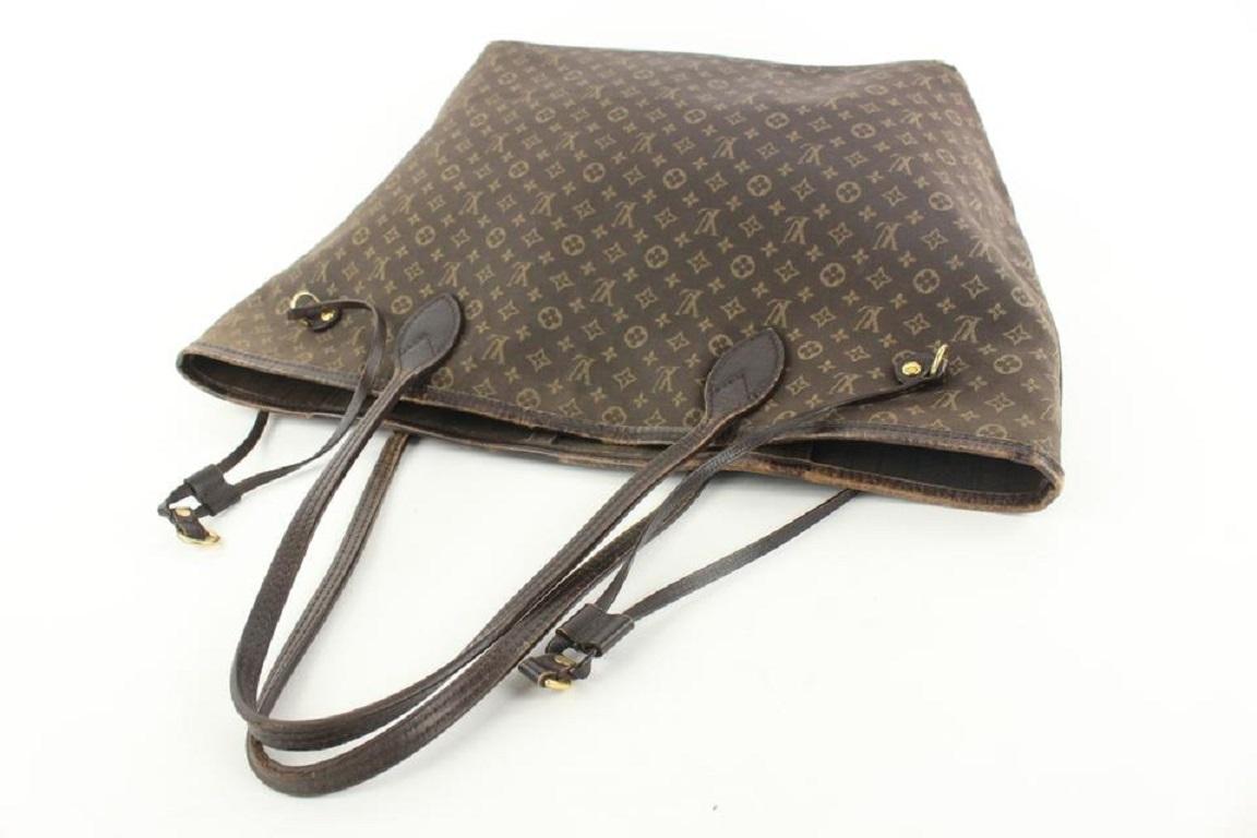 Gray Louis Vuitton Ebene Monogram Mini Lin Idylle Neverfull MM Tote Bag 926lvs415 For Sale