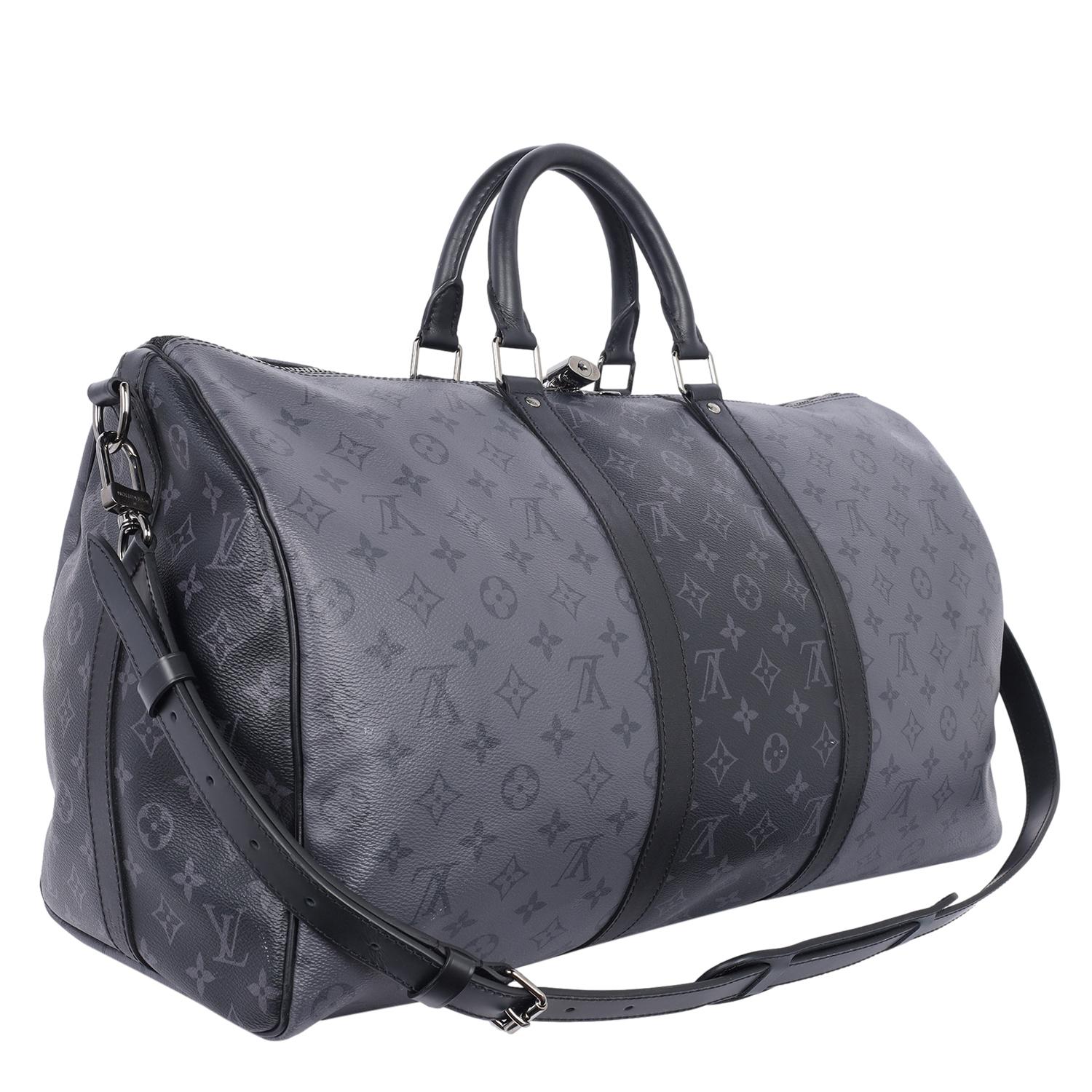 Louis Vuitton Eclipse Reverse Keepall Bandouliere 50 Duffle Bag Black Gray 7