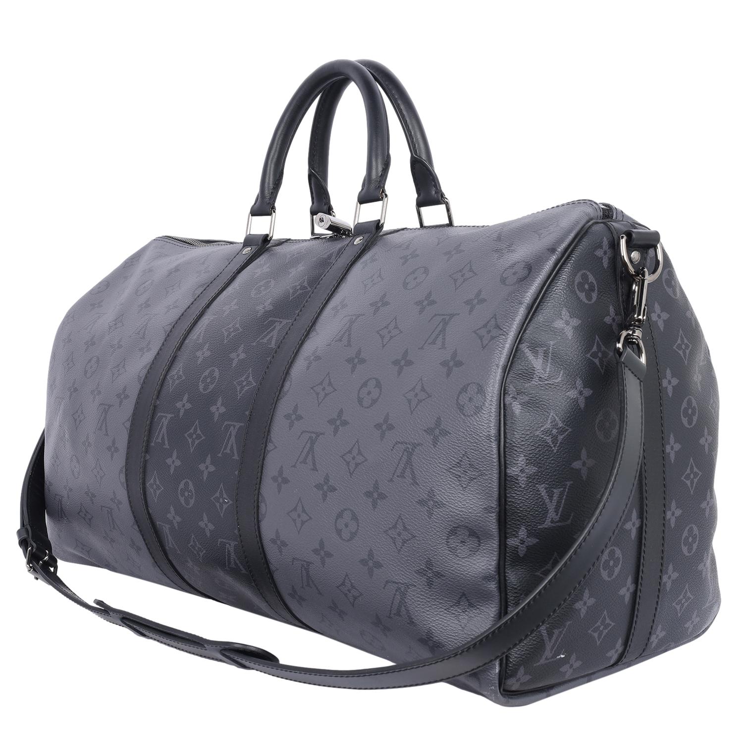 Louis Vuitton Eclipse Reverse Keepall Bandouliere 50 Duffle Bag Black Gray 8