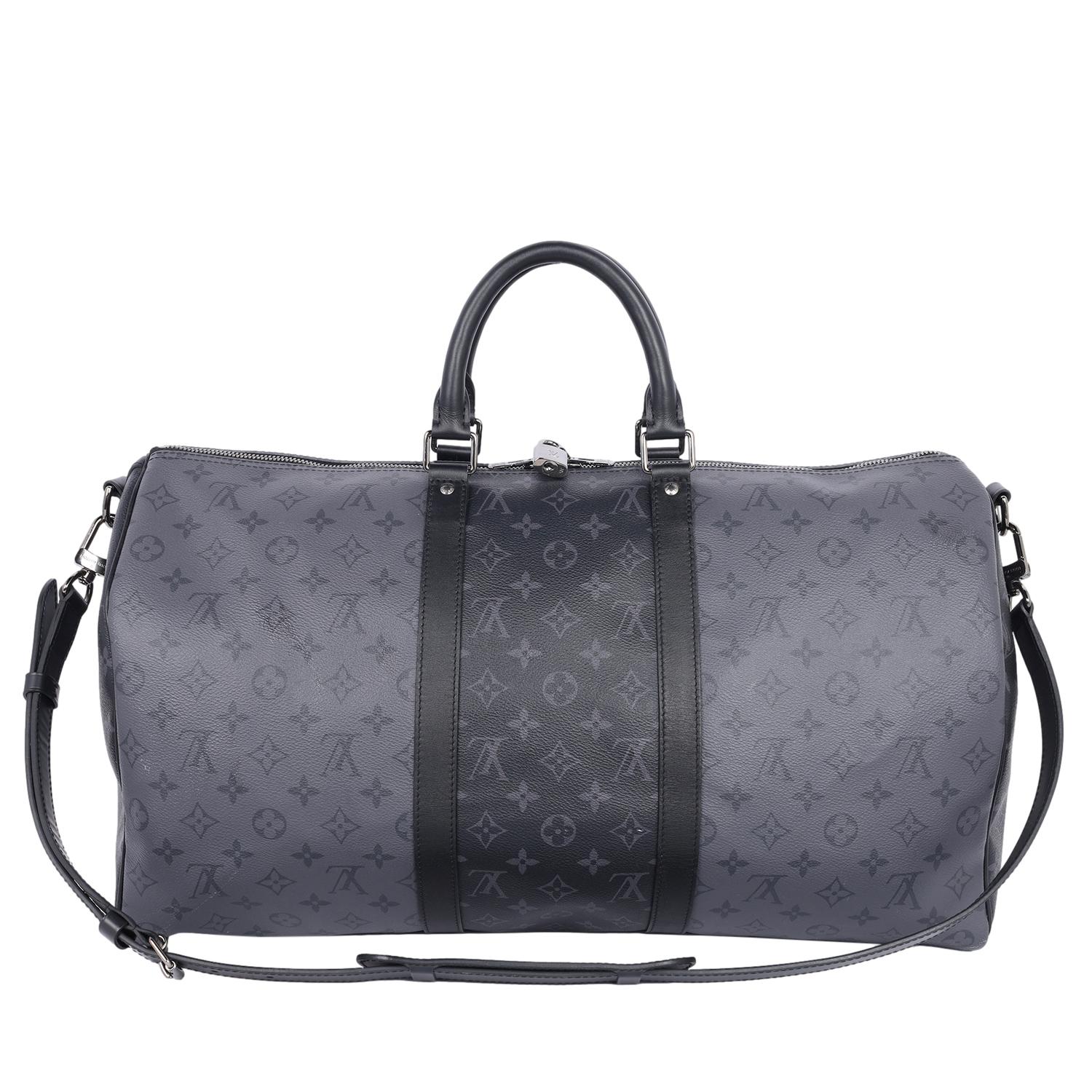 Louis Vuitton Eclipse Reverse Keepall Bandouliere 50 Duffle Bag Black Gray 5