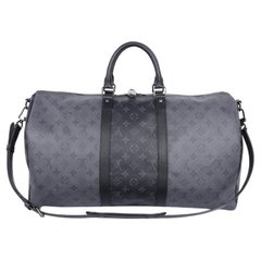 Louis Vuitton Eclipse Reverse Keepall Bandouliere 50 Duffle Bag Black Gray