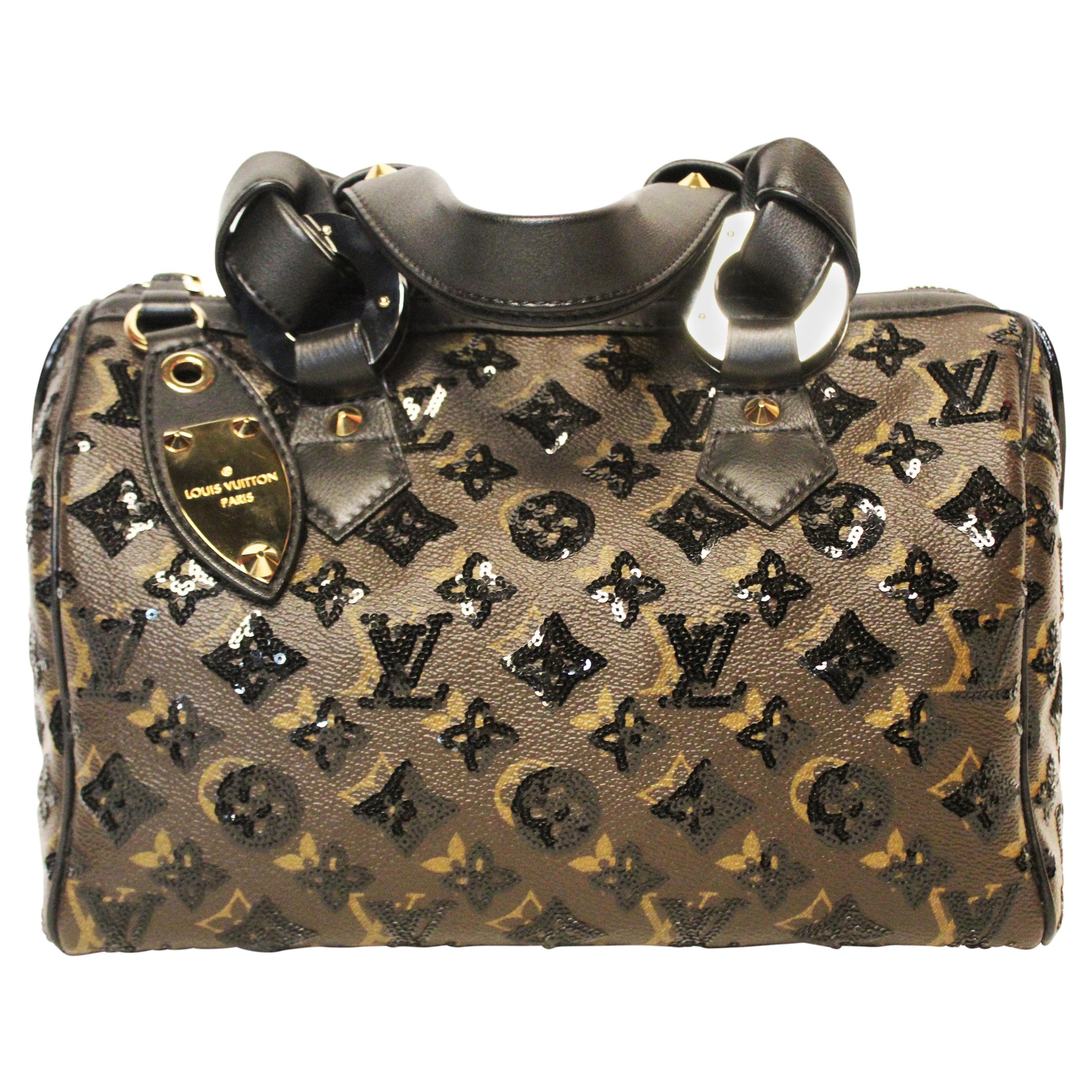 Louis Vuitton Speedy Handbag Limited Edition Monogram Eclipse Sequins 28 at  1stDibs