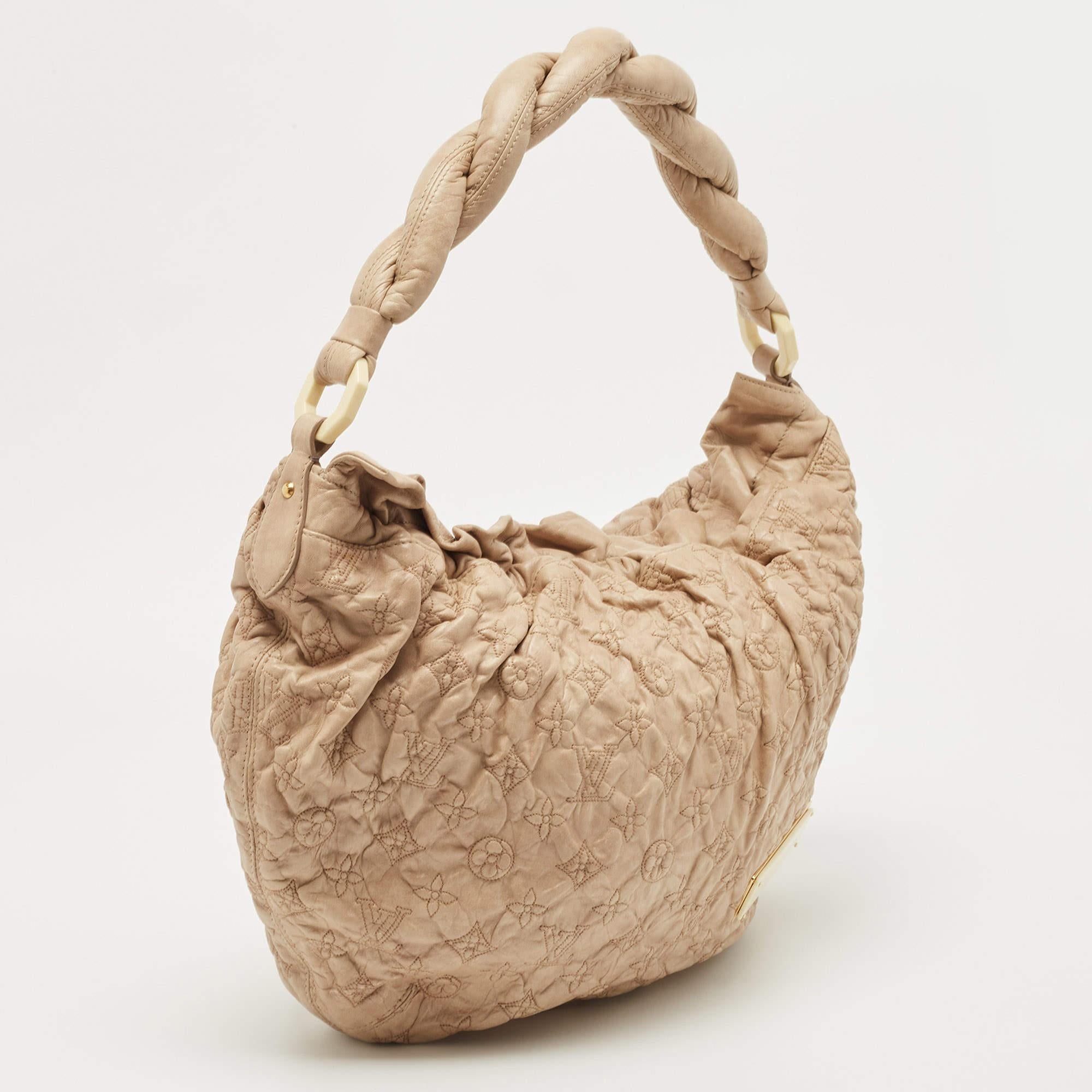 Beige Louis Vuitton Ecru Monogram Leather Limited Edition Olympe Nimbus GM Bag