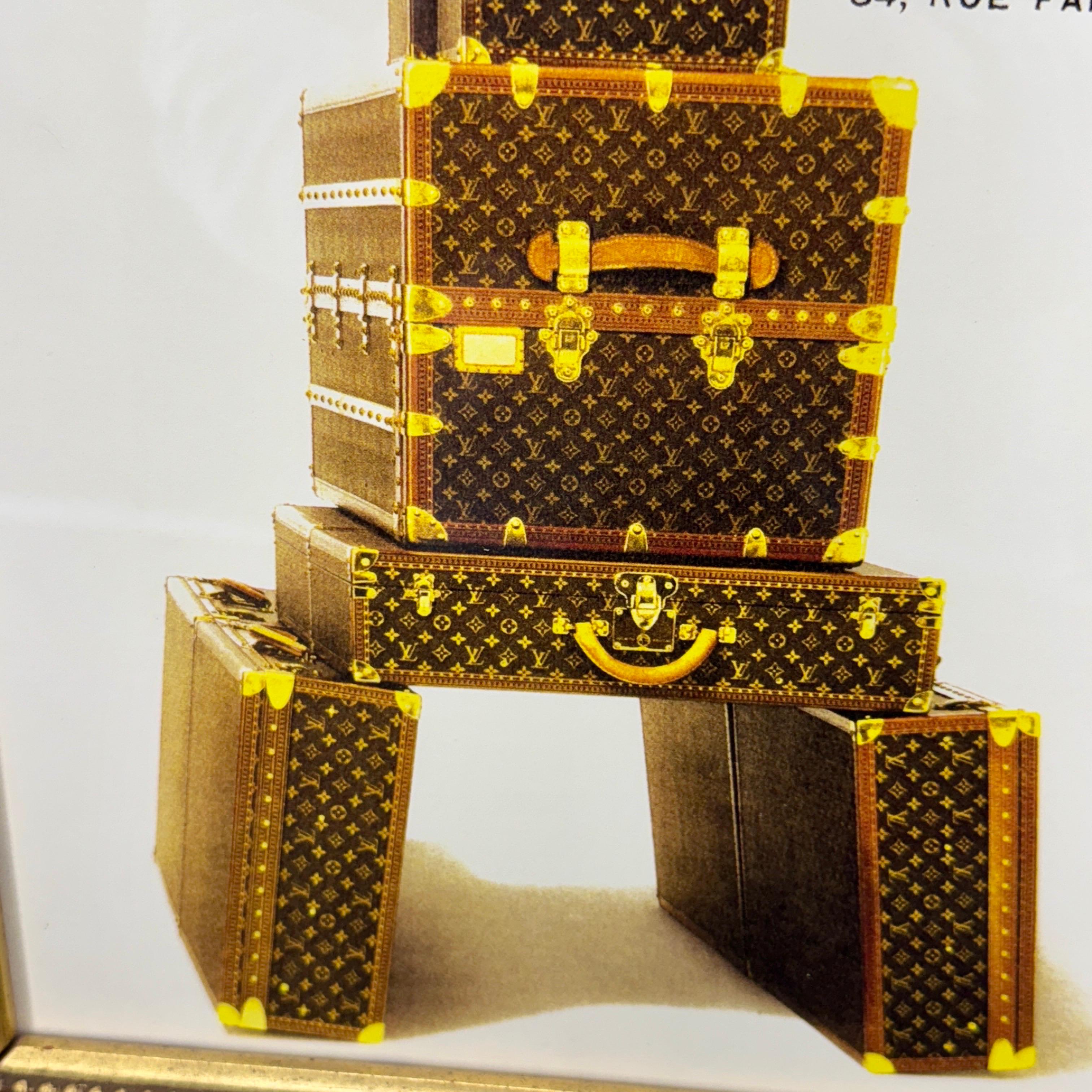 Louis Vuitton Eiffelturm Monogramm-Kunstdruck in Goldrahmen mit Kunstdruck im Angebot 3
