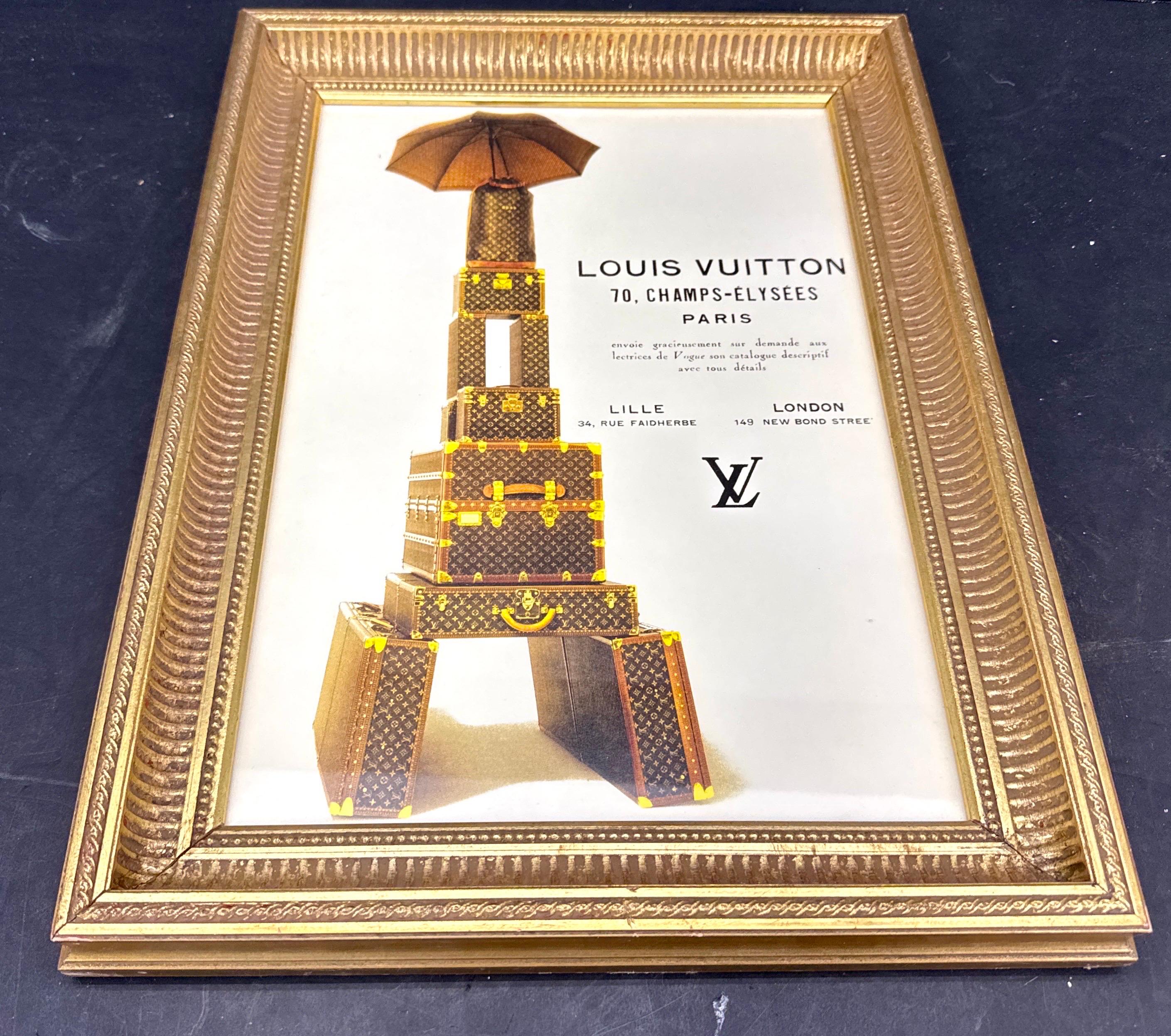 Louis Vuitton Eiffelturm Monogramm-Kunstdruck in Goldrahmen mit Kunstdruck (Empire) im Angebot