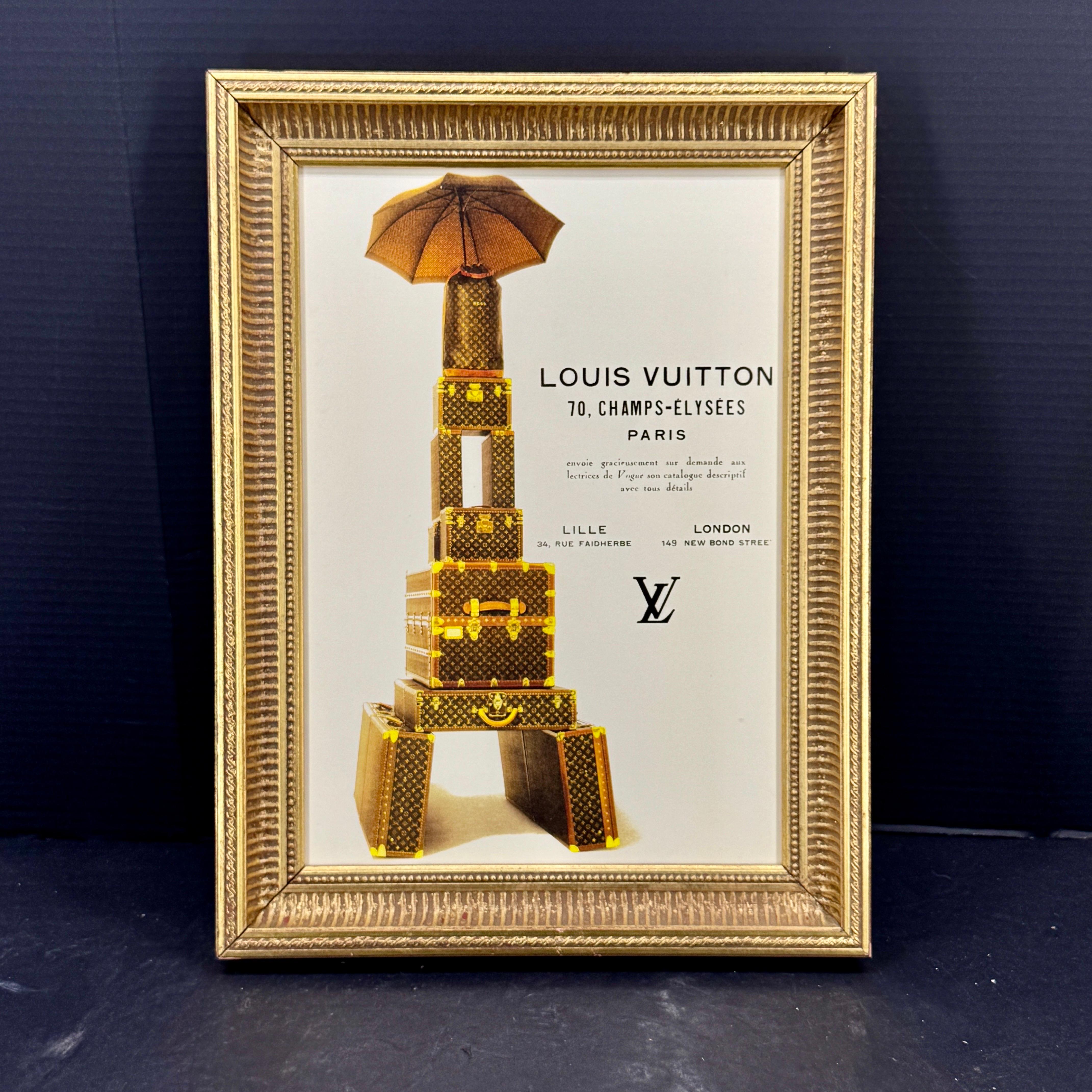 Louis Vuitton Eiffelturm Monogramm-Kunstdruck in Goldrahmen mit Kunstdruck (Französisch) im Angebot