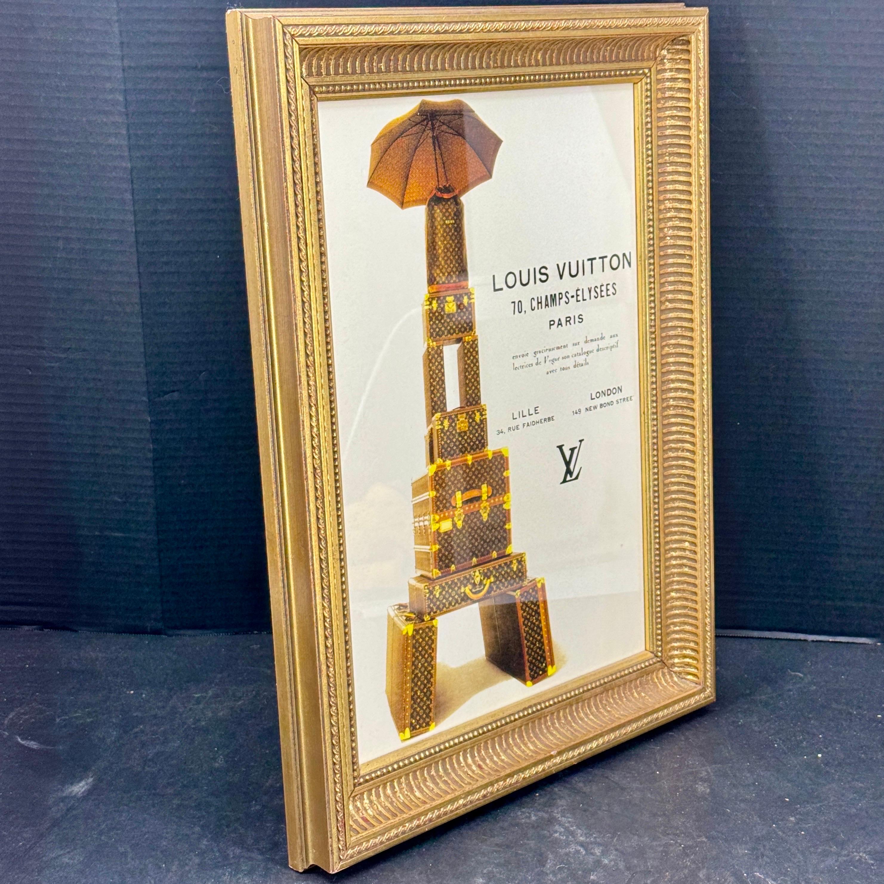 Louis Vuitton Eiffelturm Monogramm-Kunstdruck in Goldrahmen mit Kunstdruck (Vergoldet) im Angebot