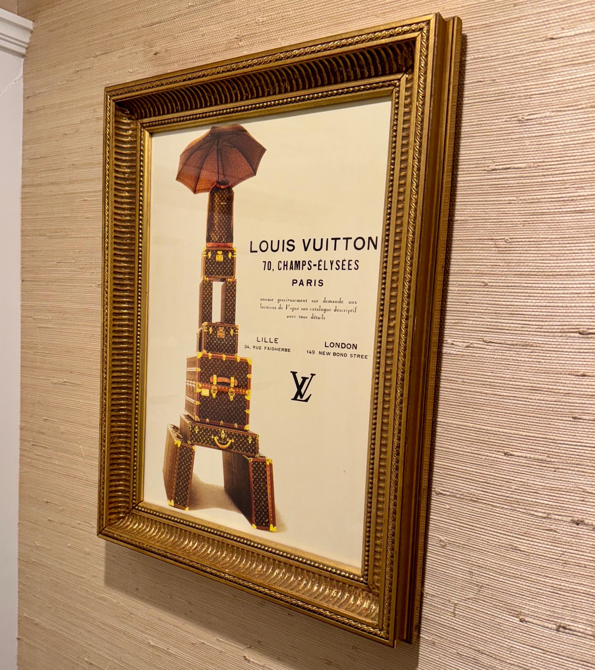 Louis Vuitton Eiffelturm Monogramm-Kunstdruck in Goldrahmen mit Kunstdruck im Angebot 1