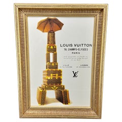 Louis Vuitton Eiffel Tower Trunks Monogram Art Print in Gold Frame