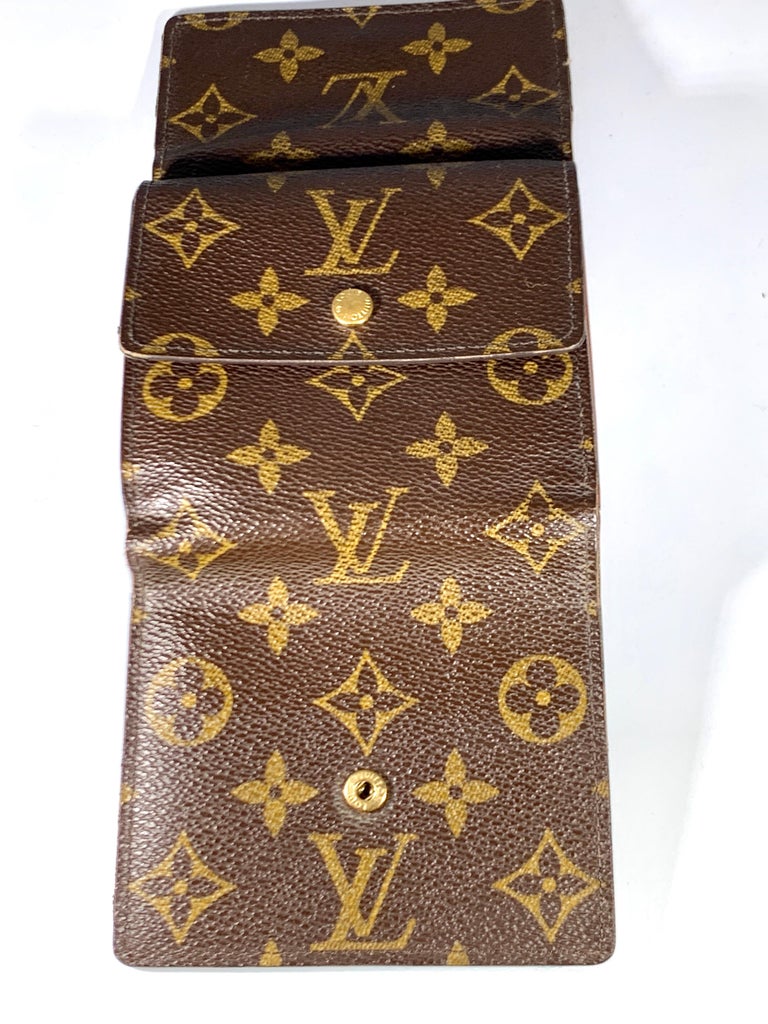 Louis Vuitton Wallet Purse Trifold Monogram Brown Woman Authentic Used H403
