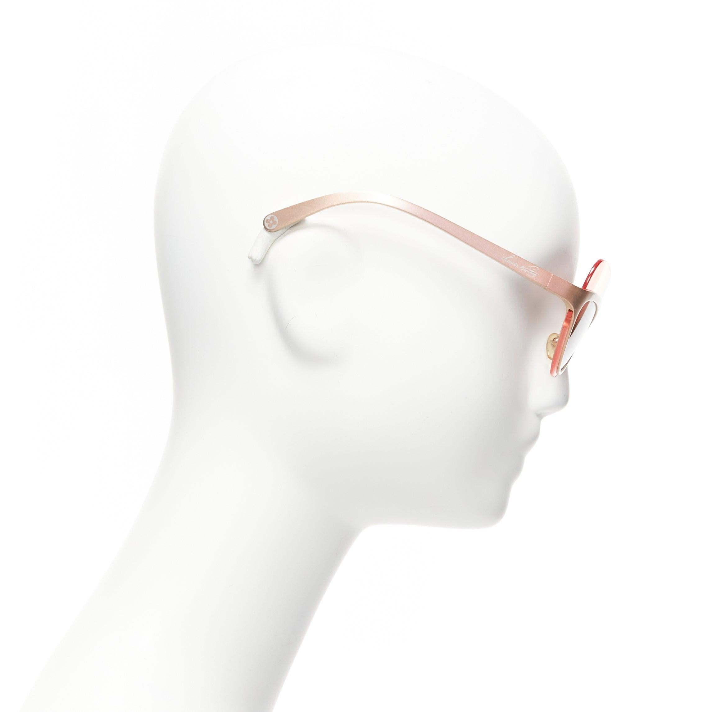 LOUIS VUITTON Ella Z0313U klar rosa Schild braun futuristische Cateye-Sonnenbrille im Zustand „Hervorragend“ im Angebot in Hong Kong, NT