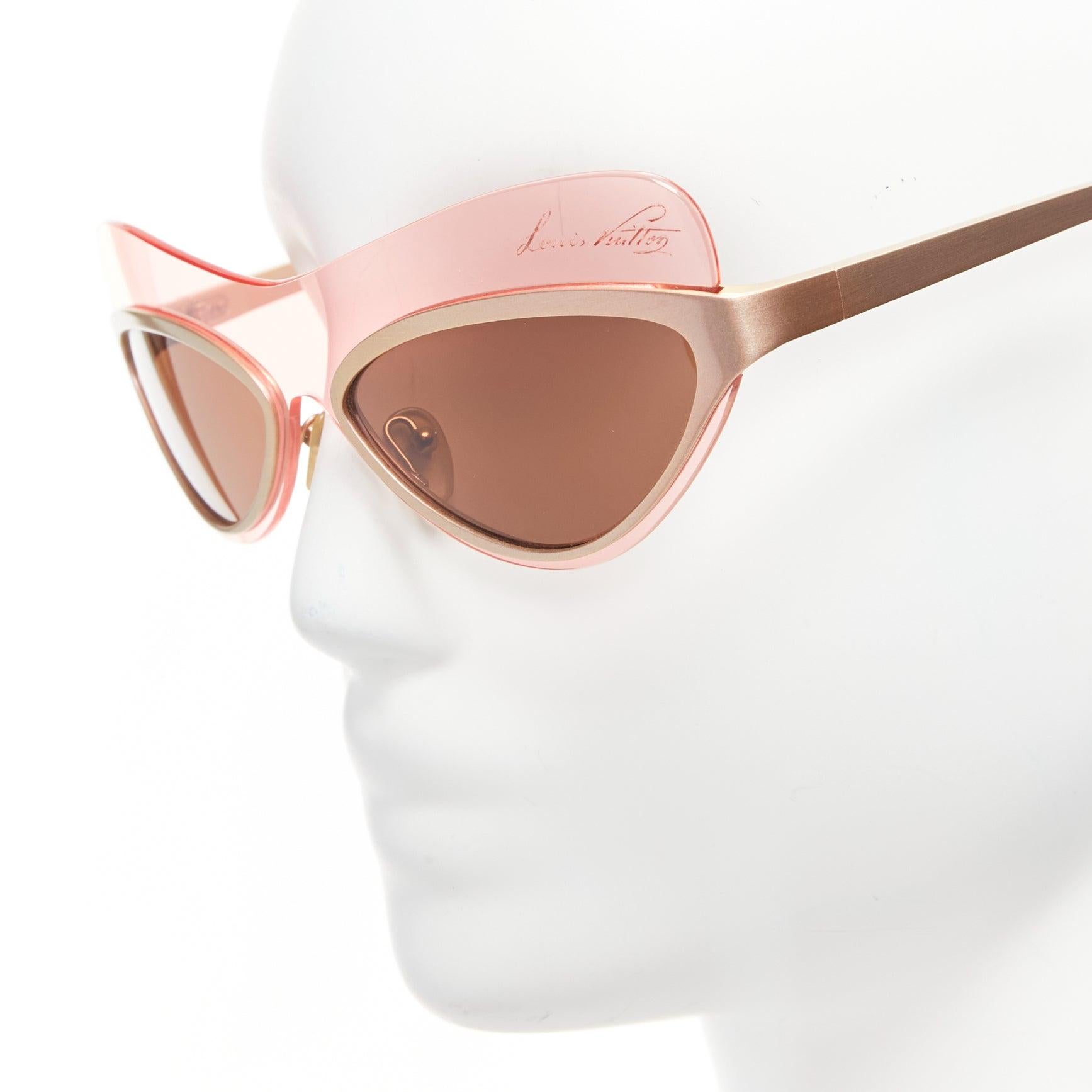 LOUIS VUITTON Ella Z0313U klar rosa Schild braun futuristische Cateye-Sonnenbrille Damen im Angebot