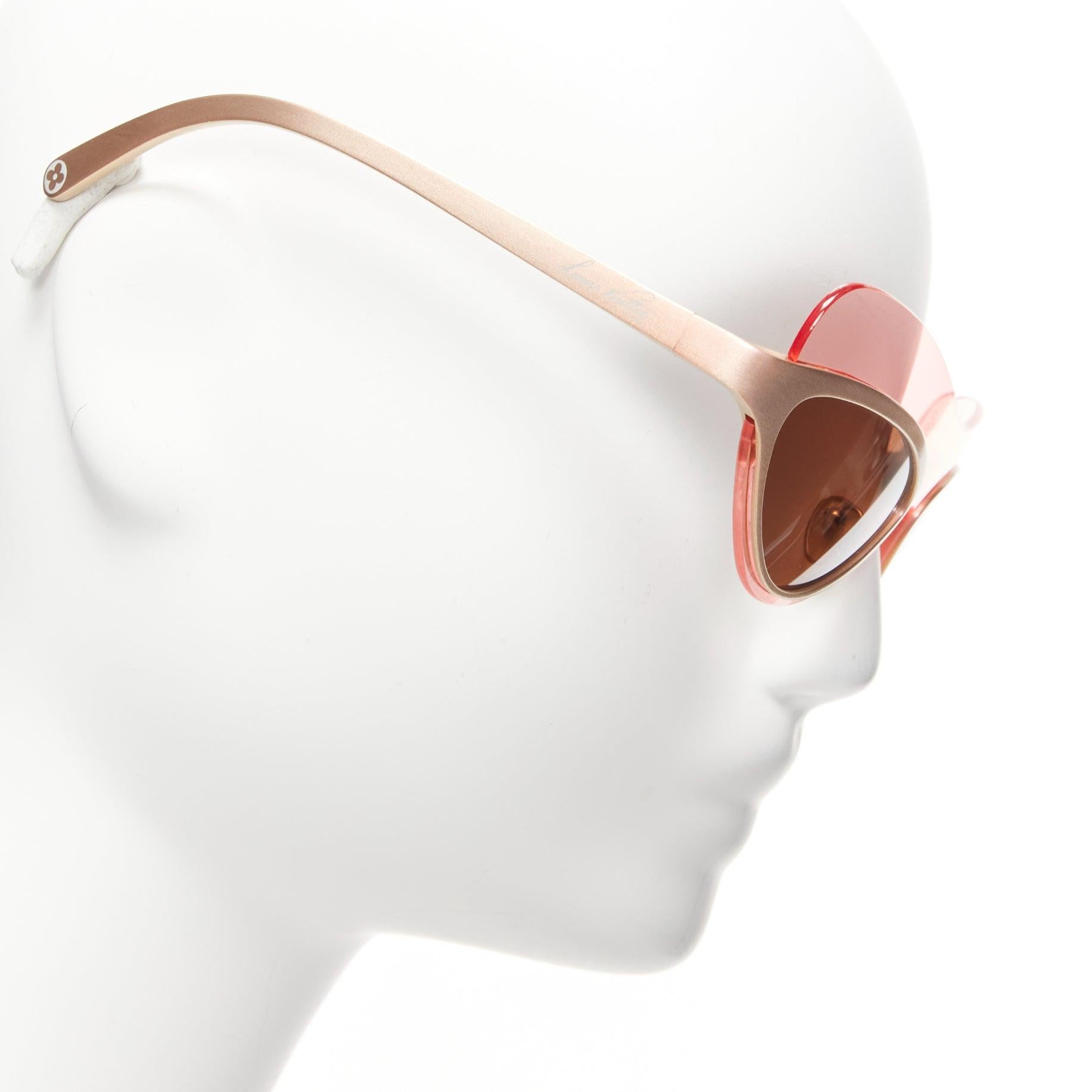 LOUIS VUITTON Ella Z0313U klar rosa Schild braun futuristische Cateye-Sonnenbrille im Angebot 1
