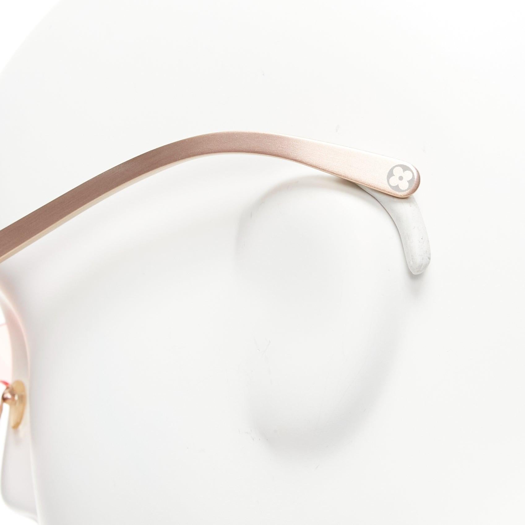 LOUIS VUITTON Ella Z0313U clear pink shield brown futuristic cateye sunglasses For Sale 2