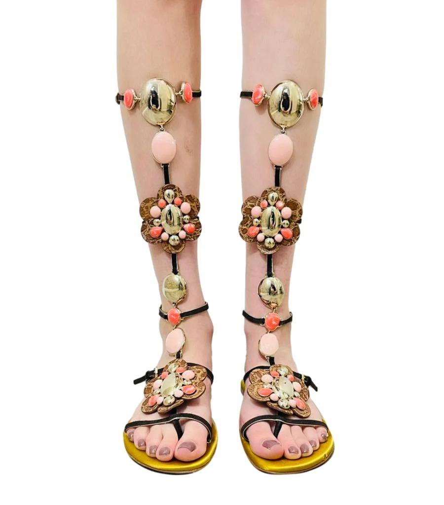 Louis Vuitton Embellished Gladiator Sandals For Sale 1
