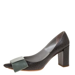 Louis Vuitton Embossed Leather Beauty Bow Pointed Toe Pumps Size 37.5