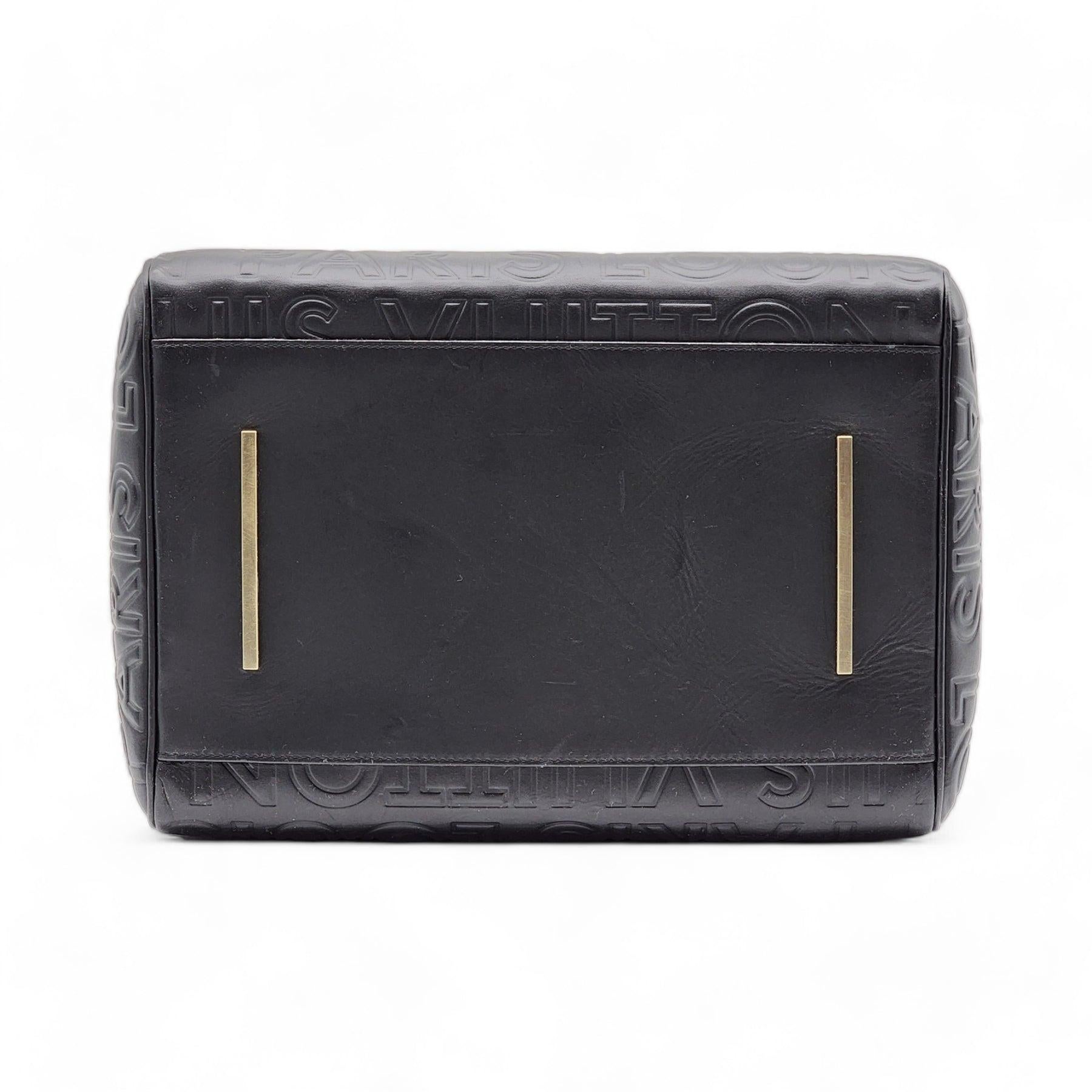 Louis Vuitton Embossed Leather Speedy Cube 30 Bag in Black In Excellent Condition In Los Angeles, CA