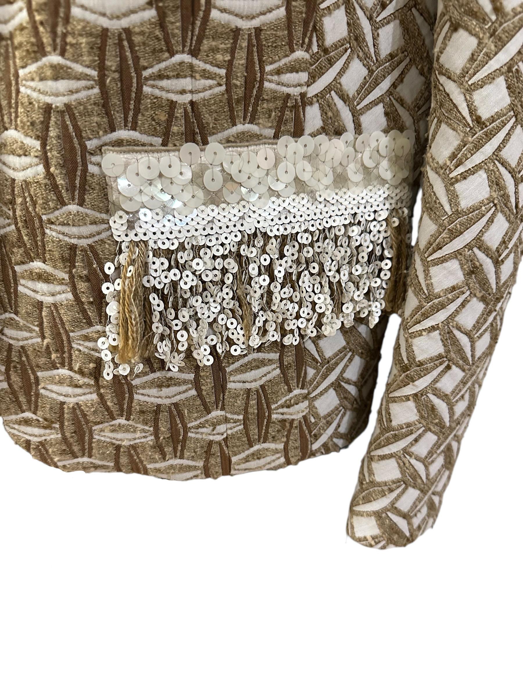 Black Louis Vuitton Embroidered Sequin and Fringe Jacket For Sale