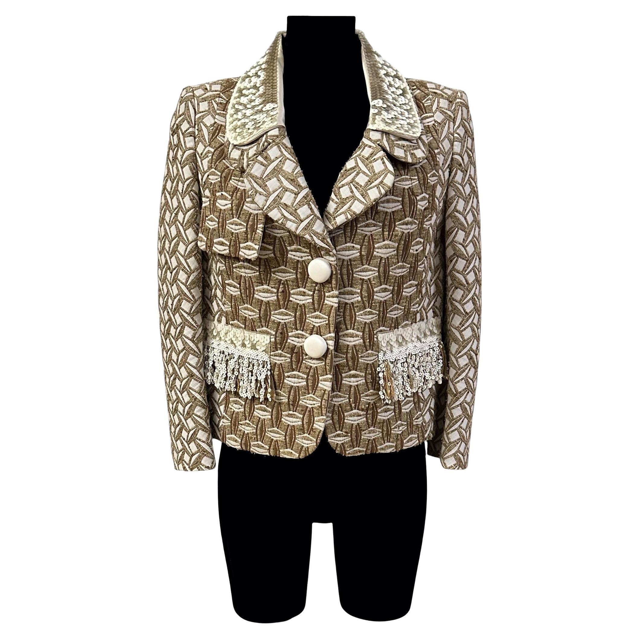 Louis Vuitton Embroidered Sequin and Fringe Jacket For Sale