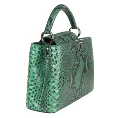 LOUIS VUITTON Emerald green PYTHON CAPUCINES BB Shoulder Bag