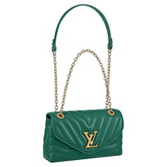 Louis Vuitton Emerald Green Smooth Cowhide Leather LV New Wave Chain Bag