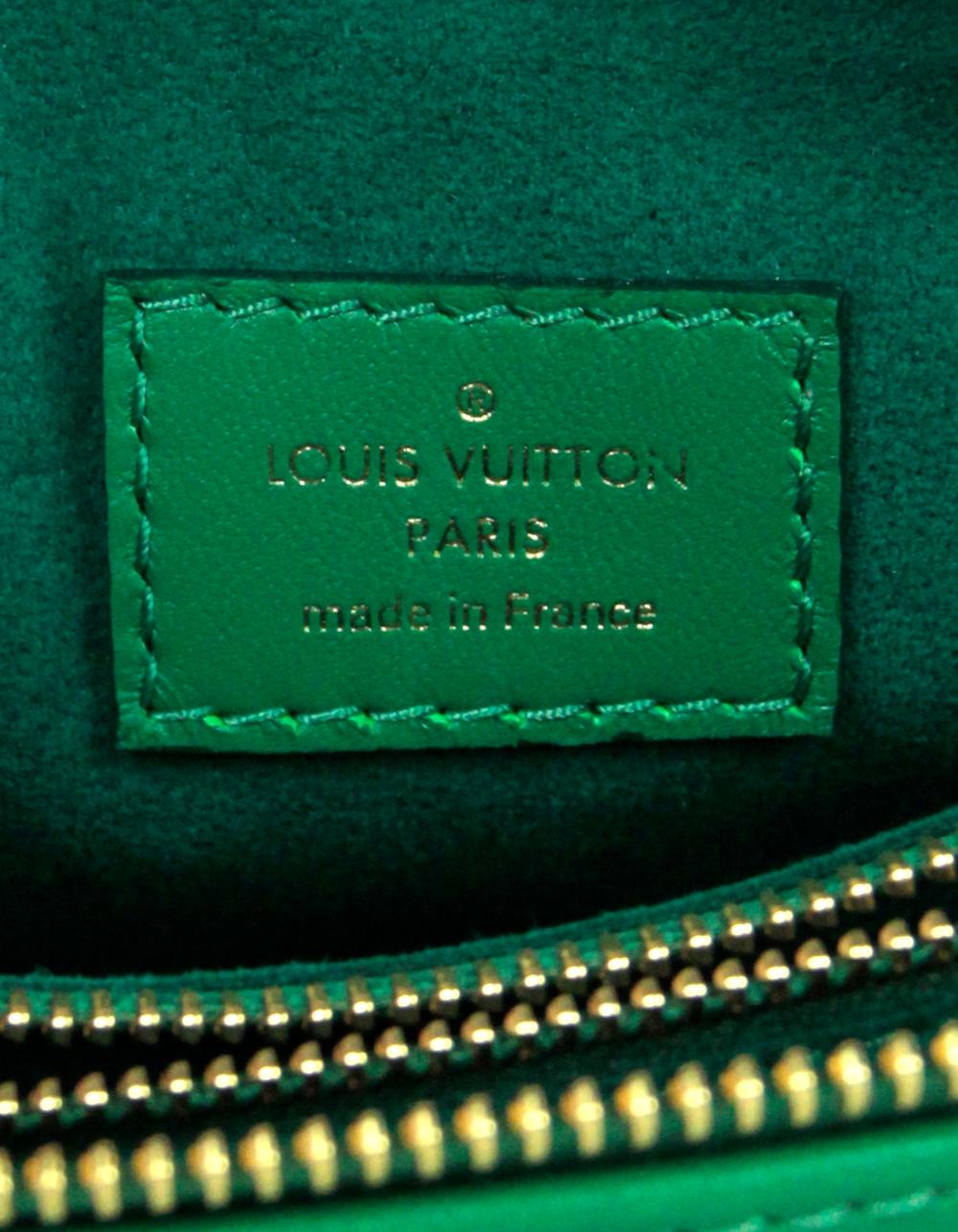 Women's Louis Vuitton Emeraude Green Lambskin Embossed Monogram Coussin BB Crossbody Bag