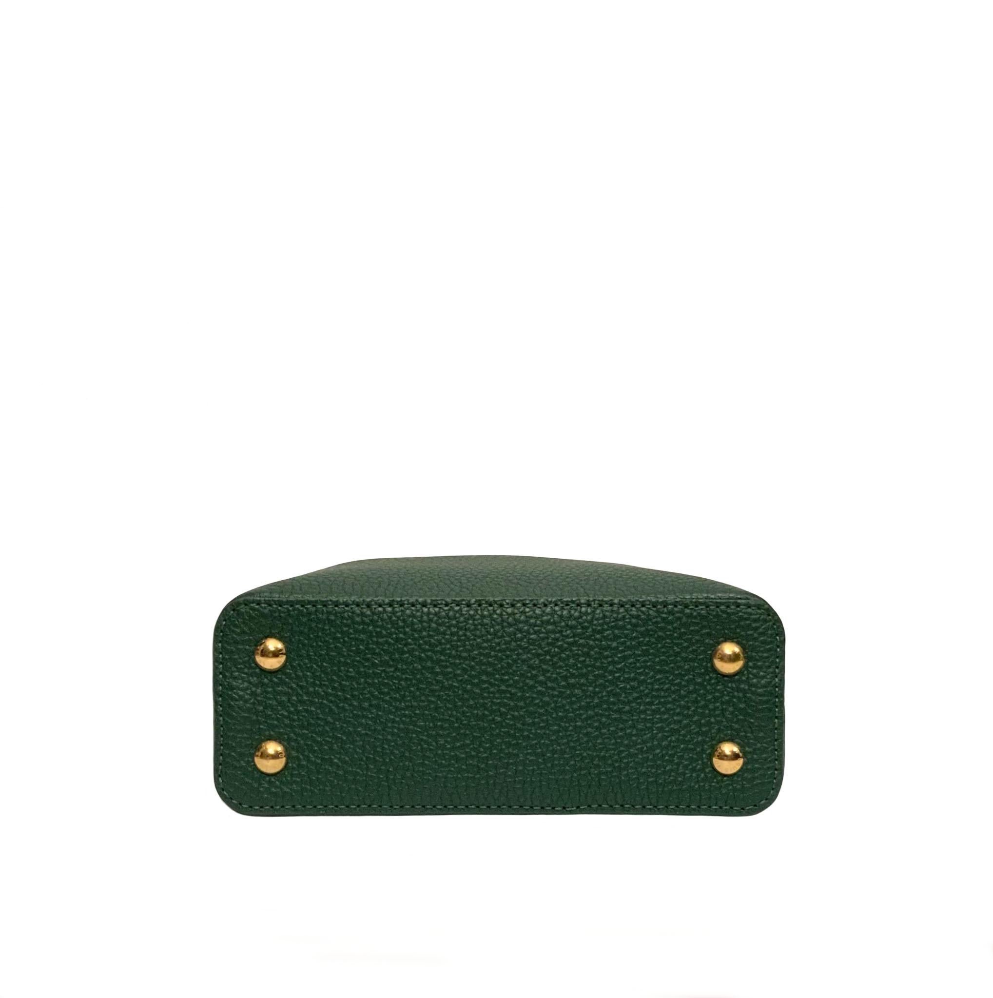 Louis Vuitton Emeraude Green Leather and Python Skin Capucines Mini Bag  2