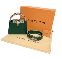 Louis Vuitton Emeraude Green Leather and Python Skin Capucines Mini Bag