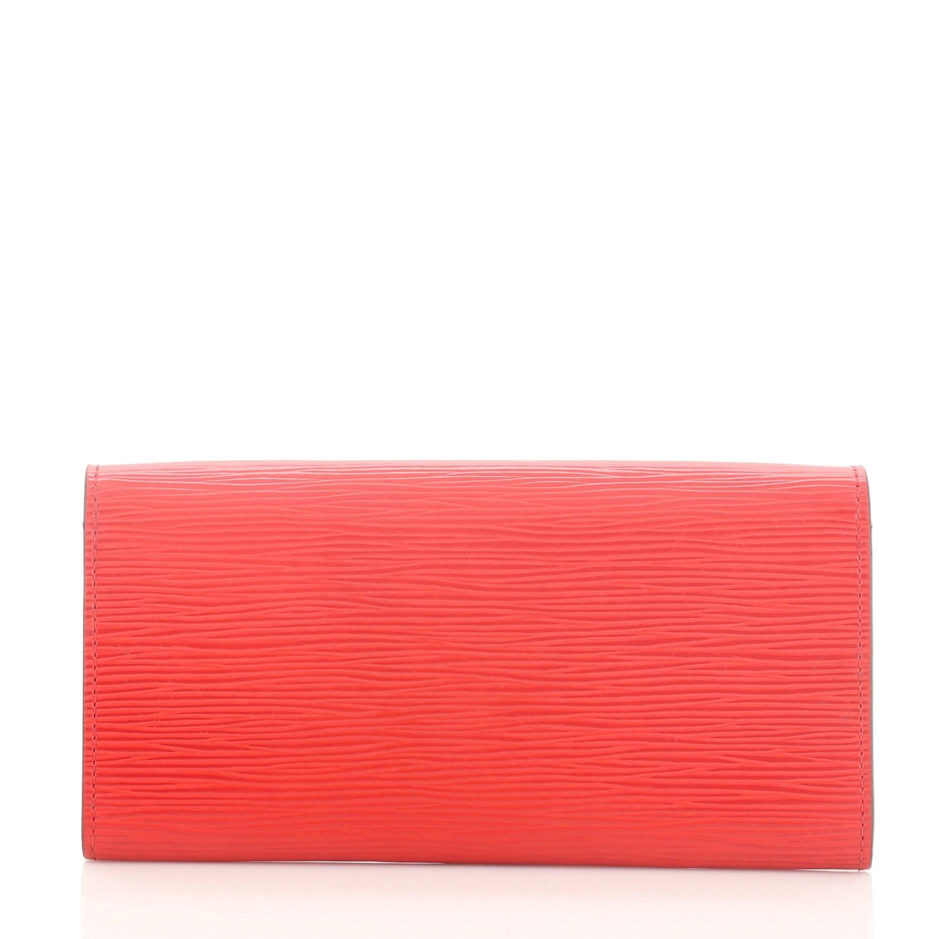 Red Louis Vuitton Emilie Wallet Epi Leather