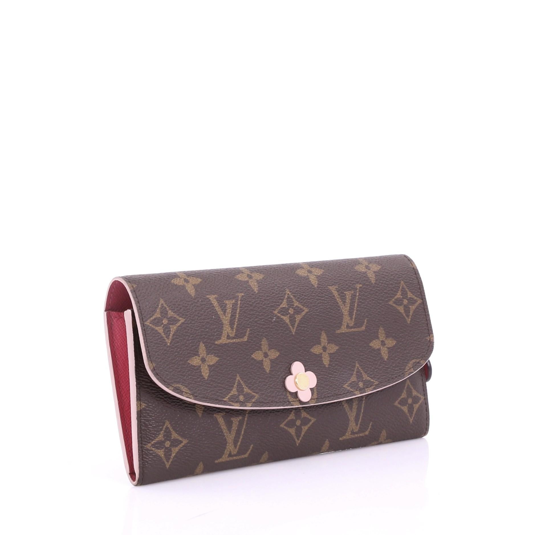 Black Louis Vuitton Emilie Wallet Limited Edition Bloom Flower Monogram Canvas