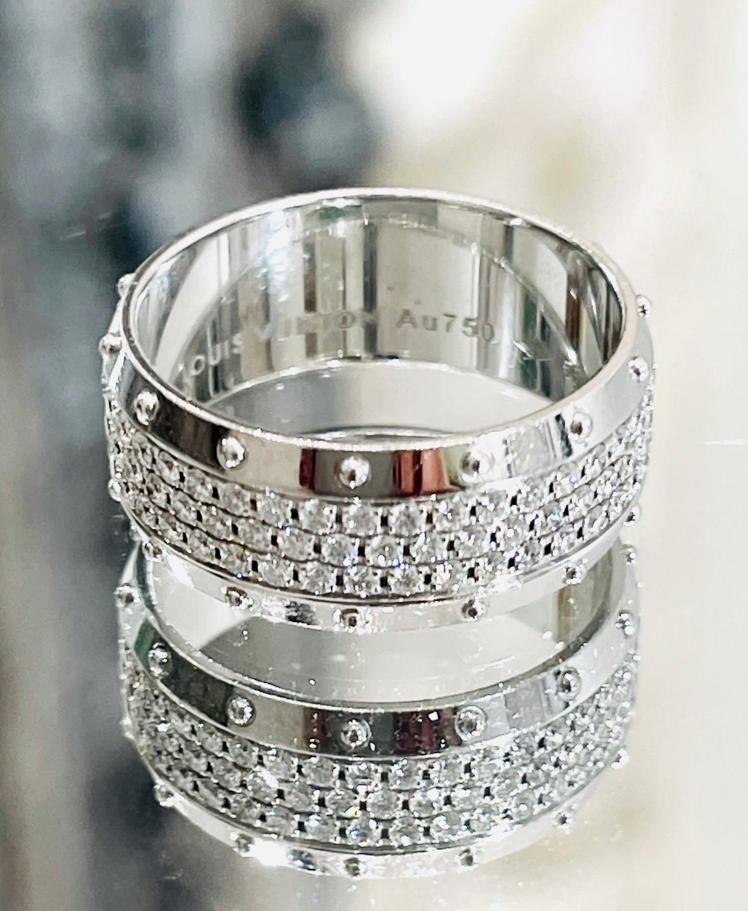 Brilliant Cut Louis Vuitton Empreinte 18ct Gold & Pave Diamond Ring For Sale