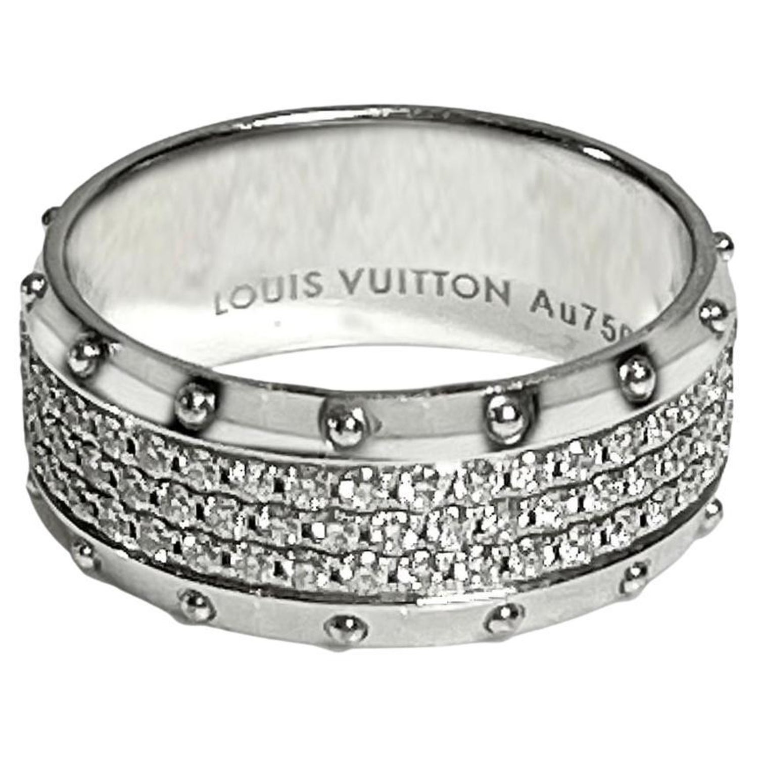 LOUIS VUITTON Ring Bague Lock It PM LV Half Circle Pave Diamond 750WG #49  US5