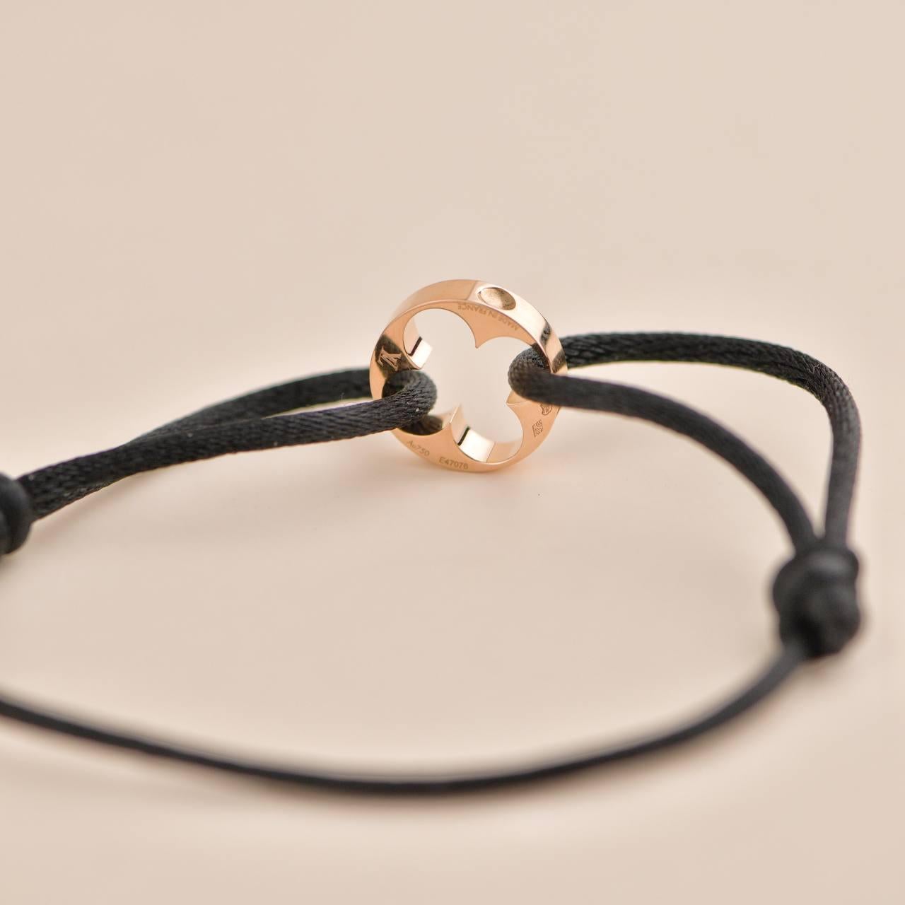 Women's or Men's Louis Vuitton Empreinte 18K Rose Gold Black Cord Bracelet