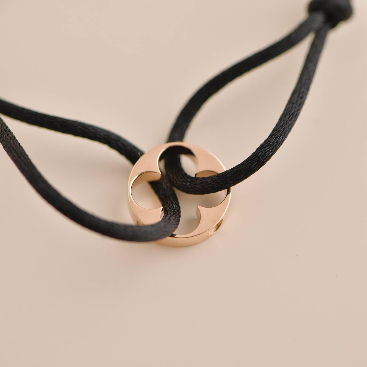 Louis Vuitton Empreinte 18K Rose Gold Black Cord Bracelet 1