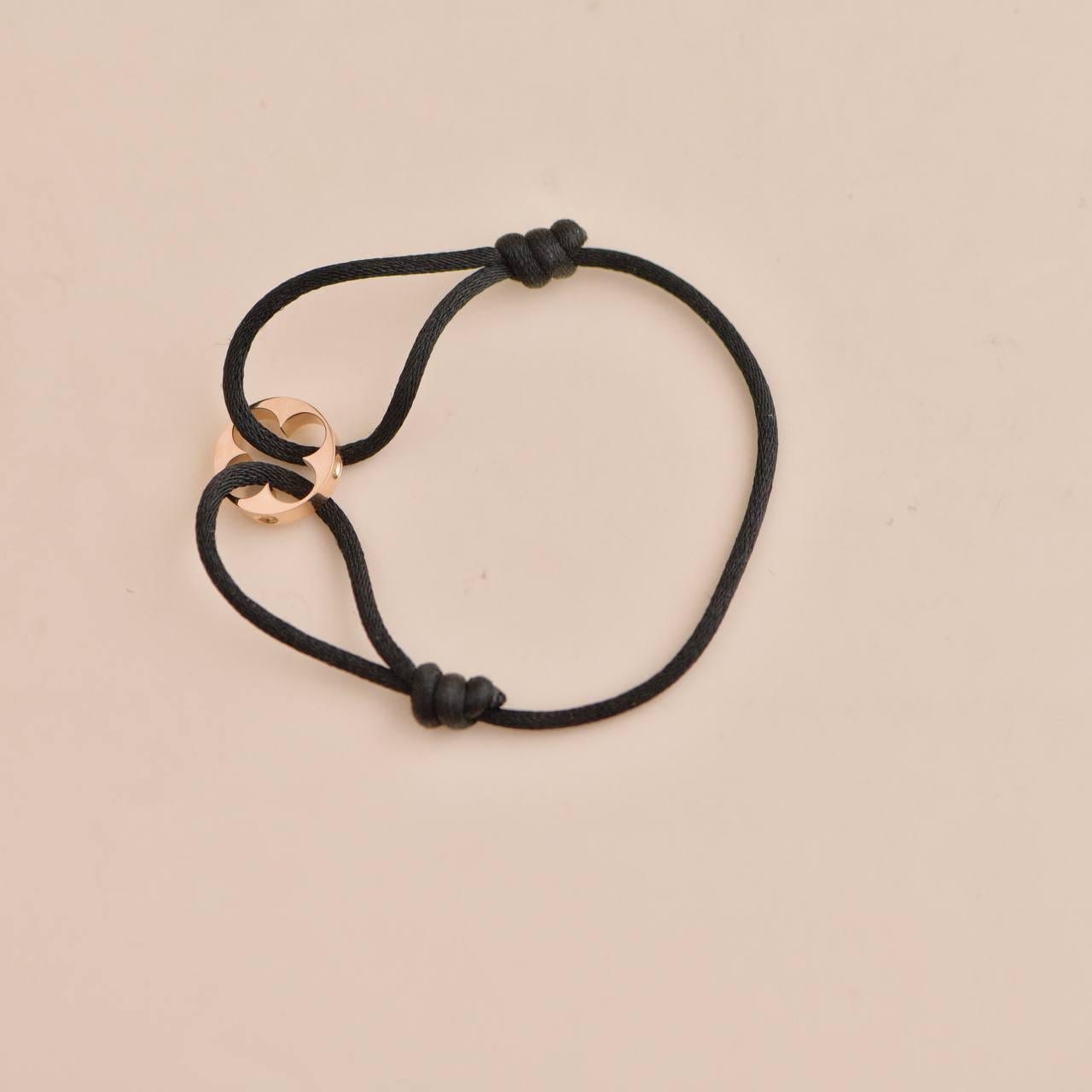 Louis Vuitton Empreinte 18K Rose Gold Black Cord Bracelet 3