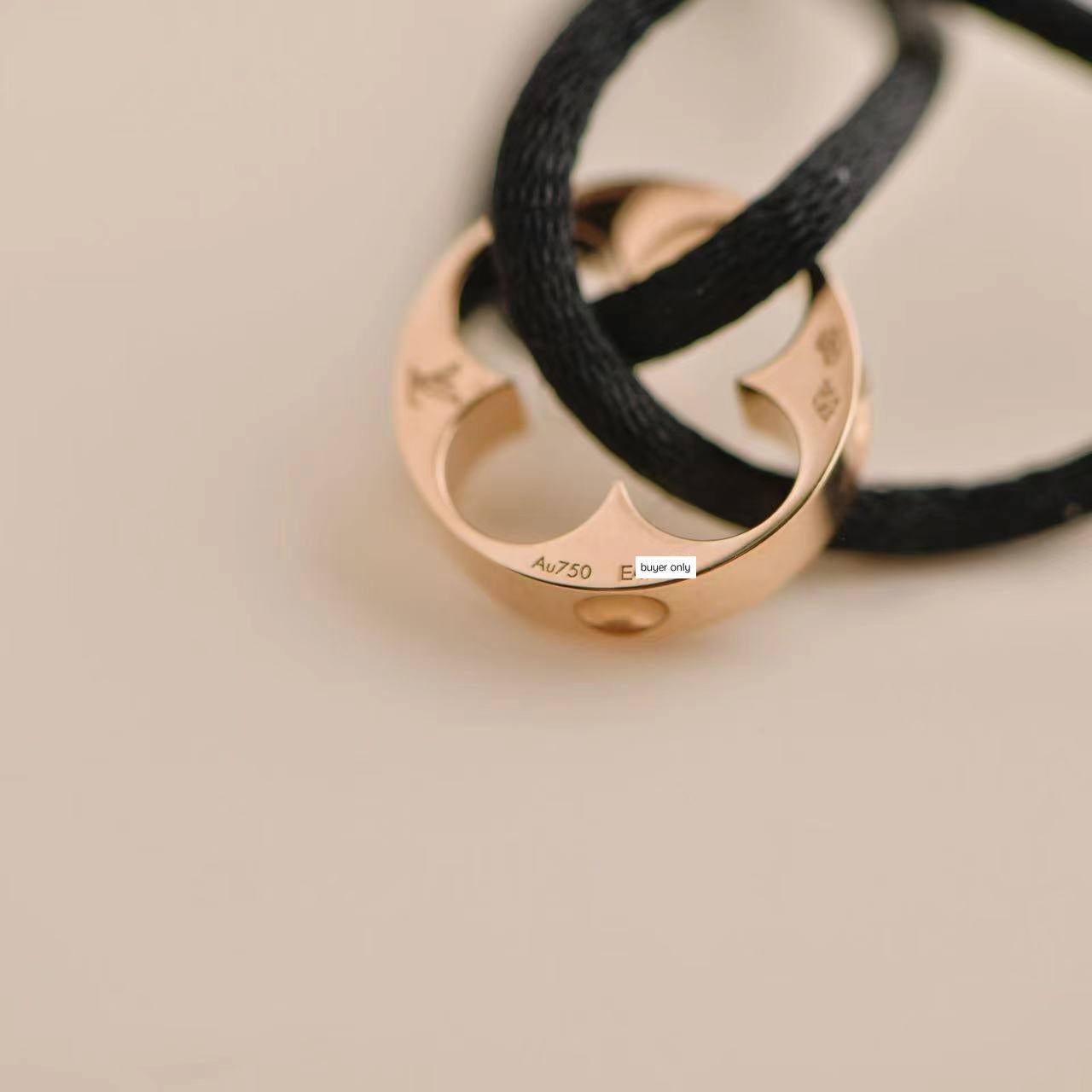 Louis Vuitton Empreinte 18K Rose Gold Black Cord Bracelet 4