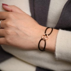 Louis Vuitton Empreinte 18K Rose Gold Brown Cord Bracelet