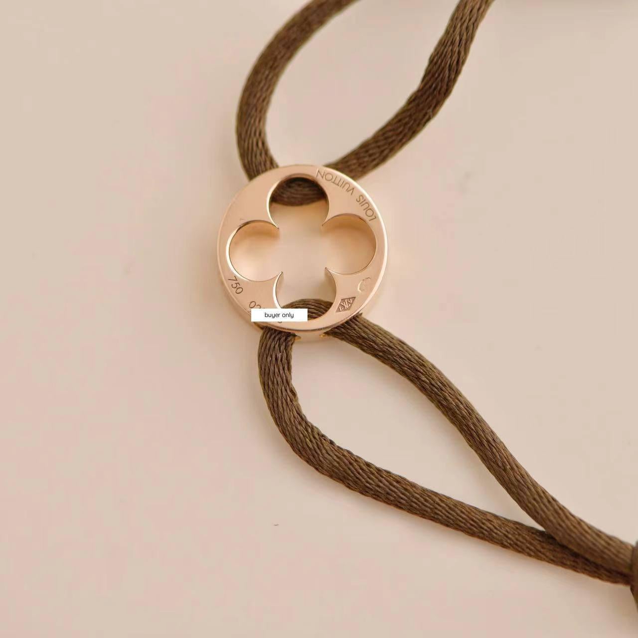 Louis Vuitton Empreinte 18K Rose Gold Brown Cord Bracelet For Sale 1